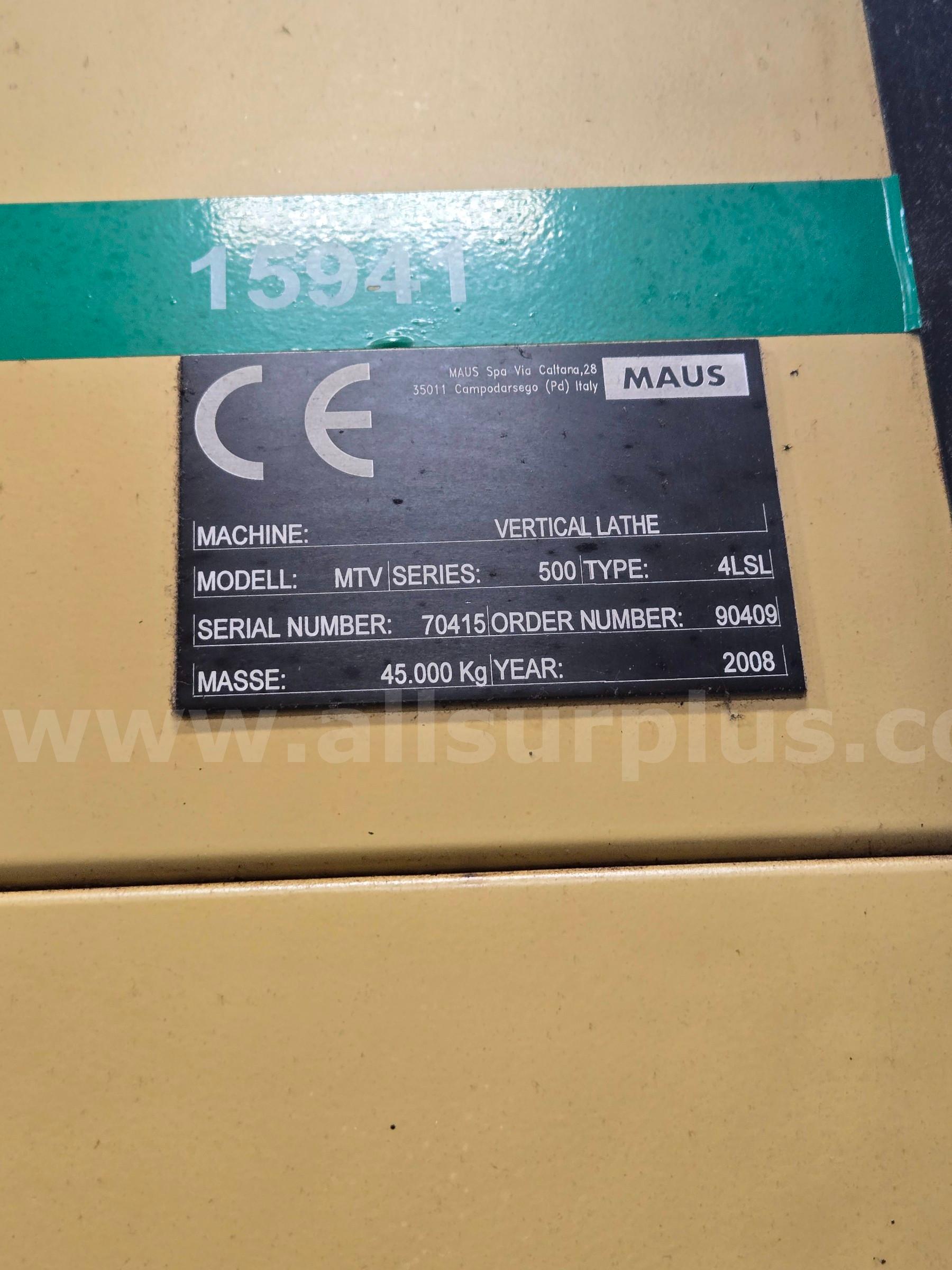 Maus MTV4LSL500 Turning Machine/Drill MAUS MTV4LSL500 Government Surplus Auction - Photo #3