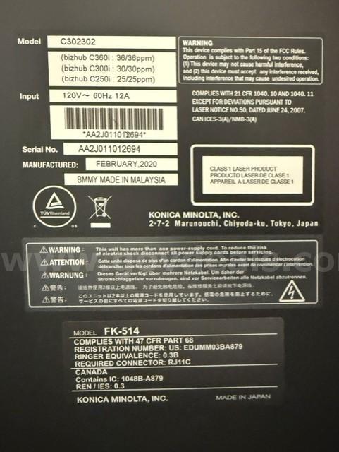 Konica Minolta bizhub C360i copier/scanner/printer bizhub / Konica Minolta C360i Government Surplus Auction - Photo #5