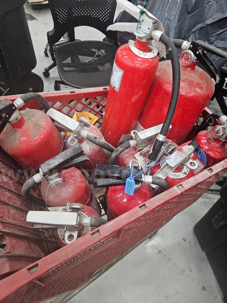 Fire Extinguishers various sizes and colors for auction. Sold As Is. Total 75.   Government Surplus Auction - Photo #5