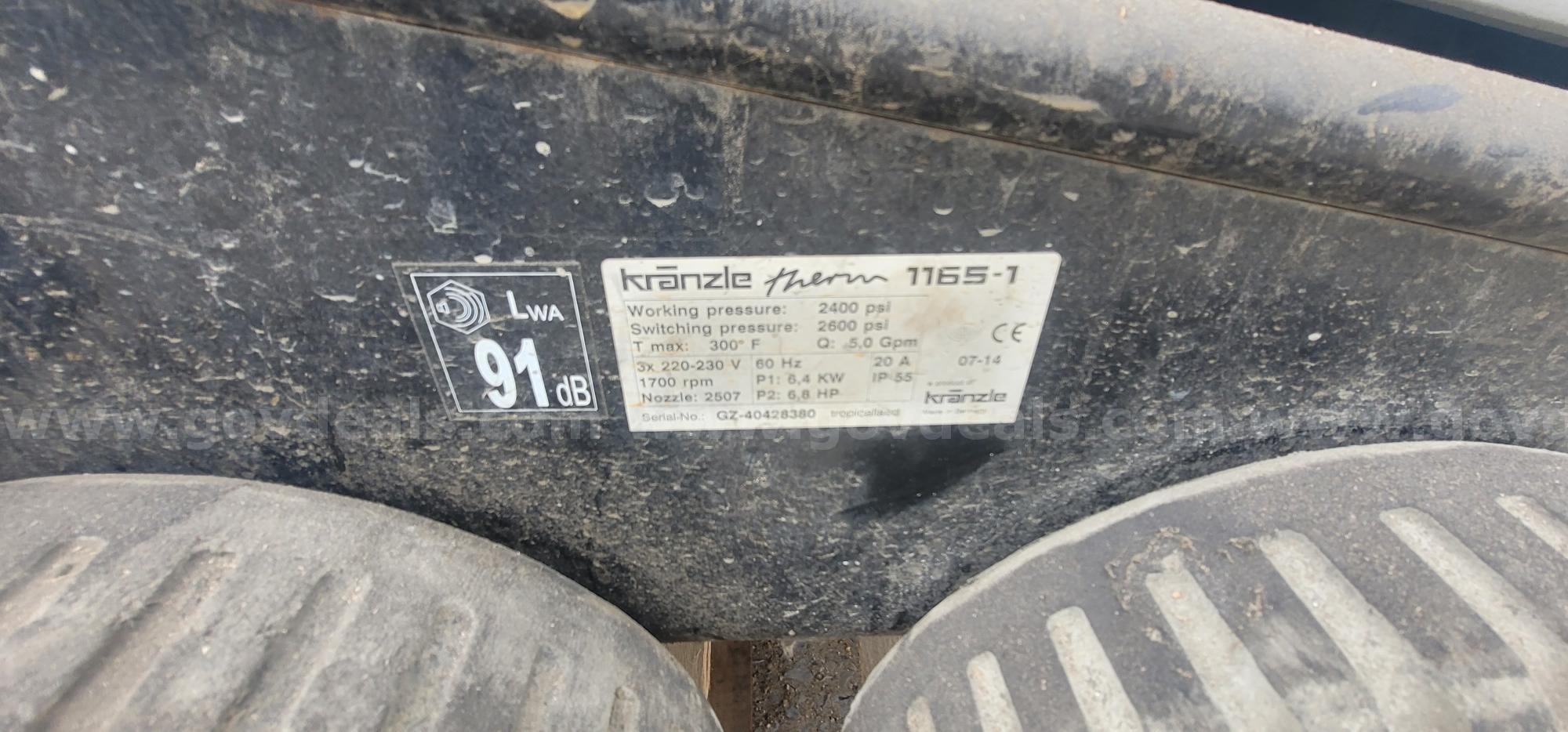 PARTS: Inoperable Pressure Washer Machine Kranzle 1165-1 Government Surplus Auction - Photo #4