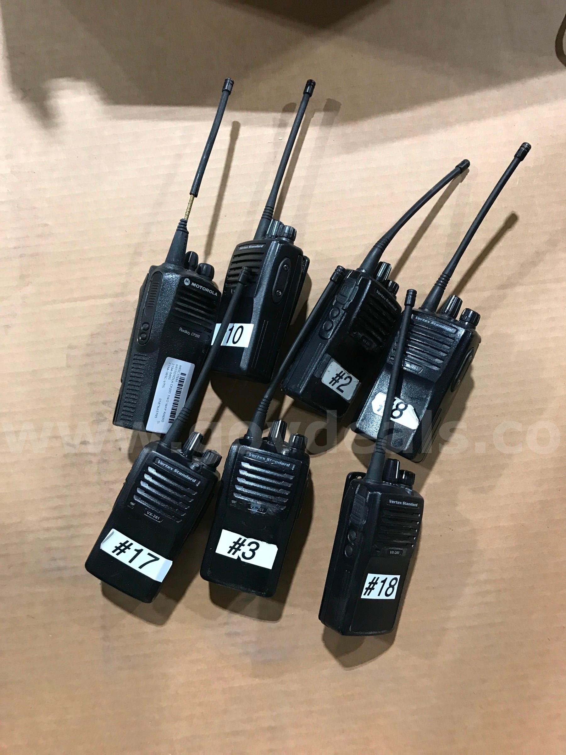 MIXED  LOT OF APPROX. 7 TWO WAY RADIOS MOTOROLA CP200, VERTEX STANDARD VX-261