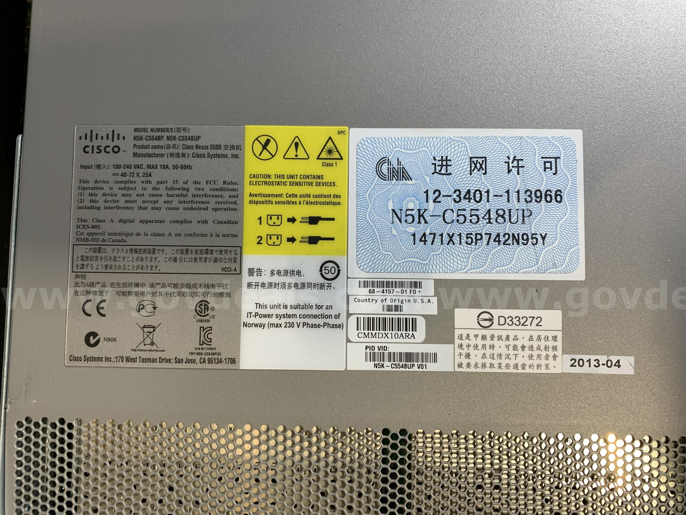 Cisco Nexus N5K-C5548UP 10Gb Unified Switch 5548UP 32-Port Enterprise Cisco C5548UP Government Surplus Auction - Photo #2