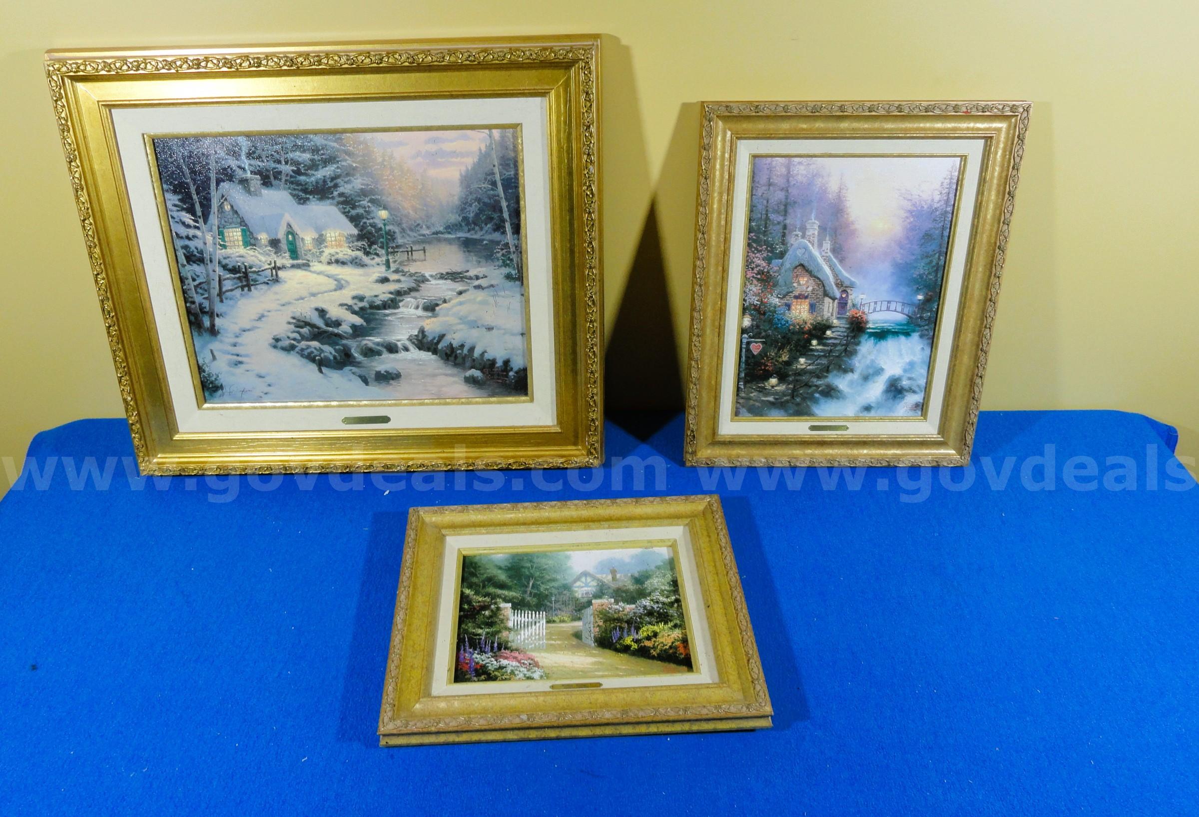 Lot of 3 Thomas Kinkade Framed Artworks with Certificates of Authenticity (COAs)   Government Surplus Auction - Photo #2