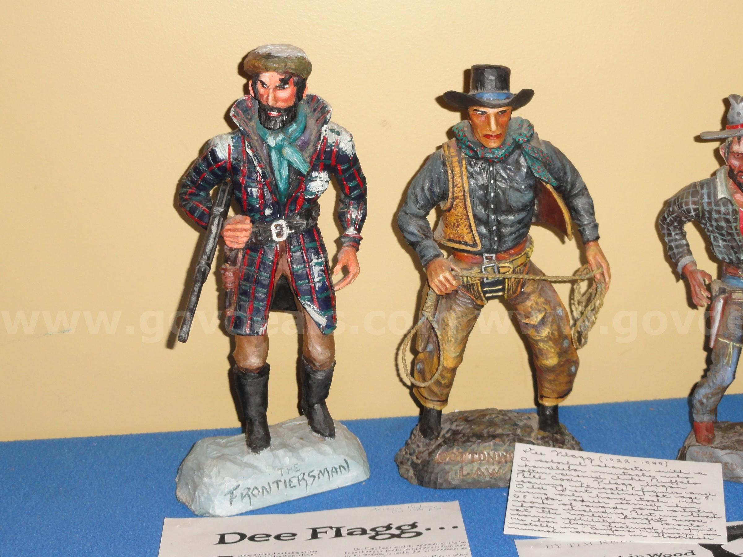 Lot of Four Dee Flagg Wood Carving Figures Displayed at the 1964 World's Fair   Government Surplus Auction - Photo #2