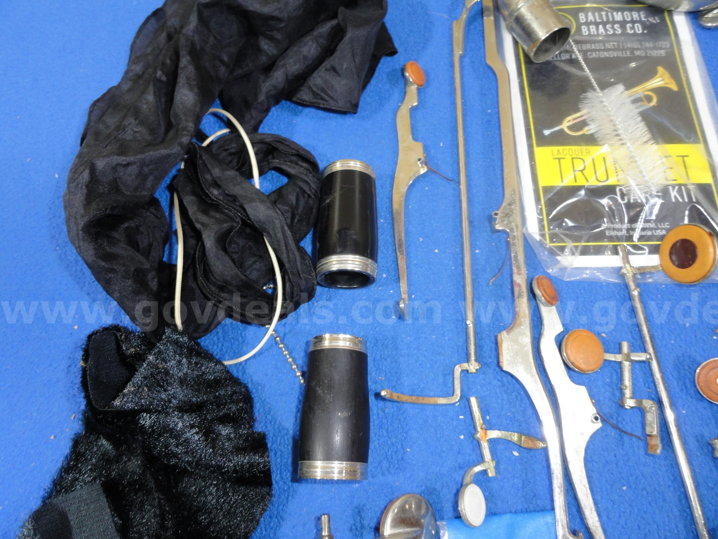 Large Lot of Bass Clarinet Parts, Valves, Slides, Care Kit, etc.   Government Surplus Auction - Photo #2