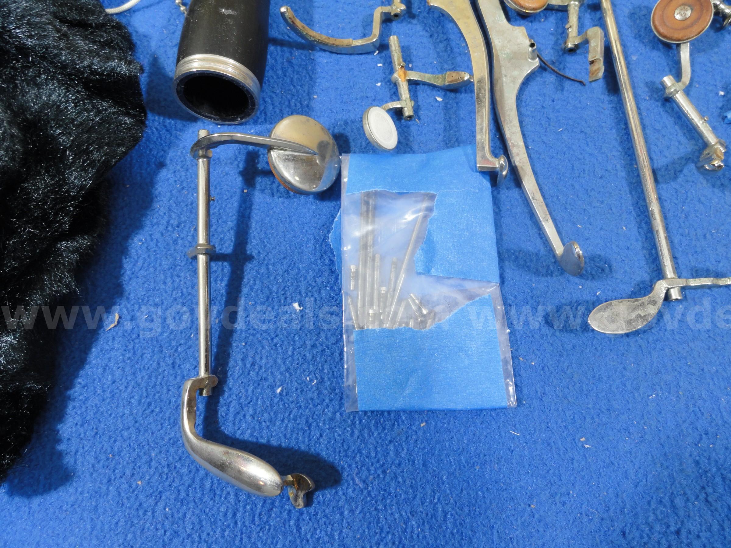 Large Lot of Bass Clarinet Parts, Valves, Slides, Care Kit, etc.   Government Surplus Auction - Photo #3