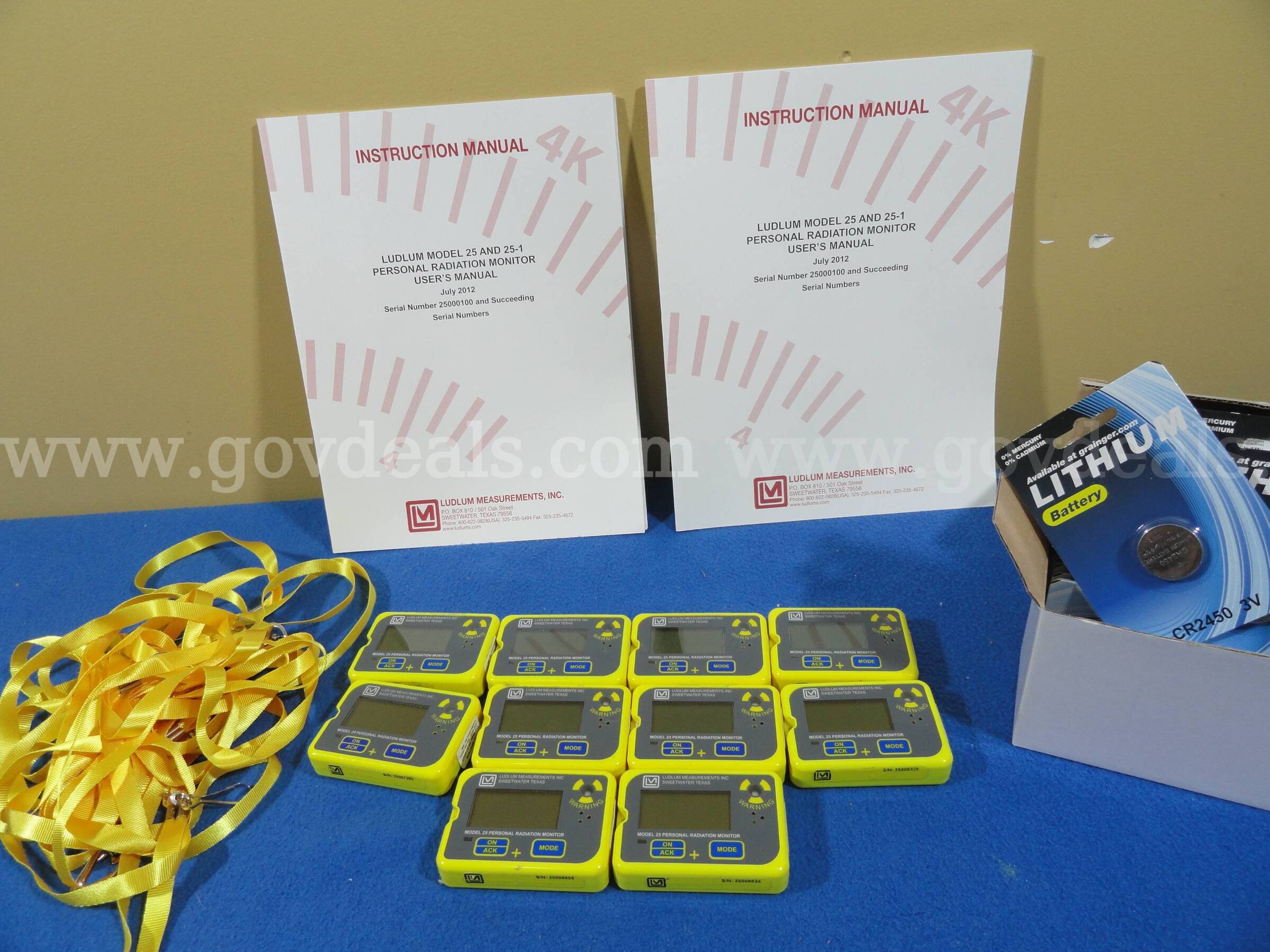 LOT of 10 Ludlum 25 Personal Radiation Monitors Detector Dosimeter Geiger Counter Ludlum 25 Government Surplus Auction - Primary Photo