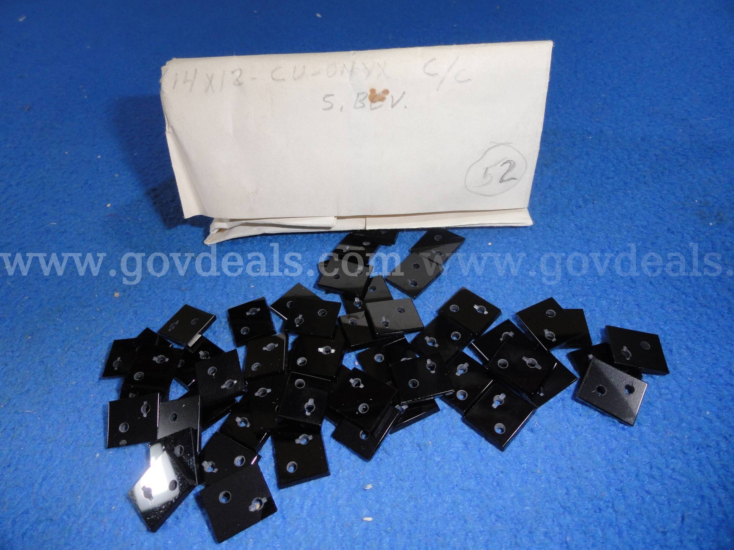 Lot of 52 Vintage Black Onyx 14x12mm Square Drilled Stones / Cabochons   Government Surplus Auction - Primary Photo