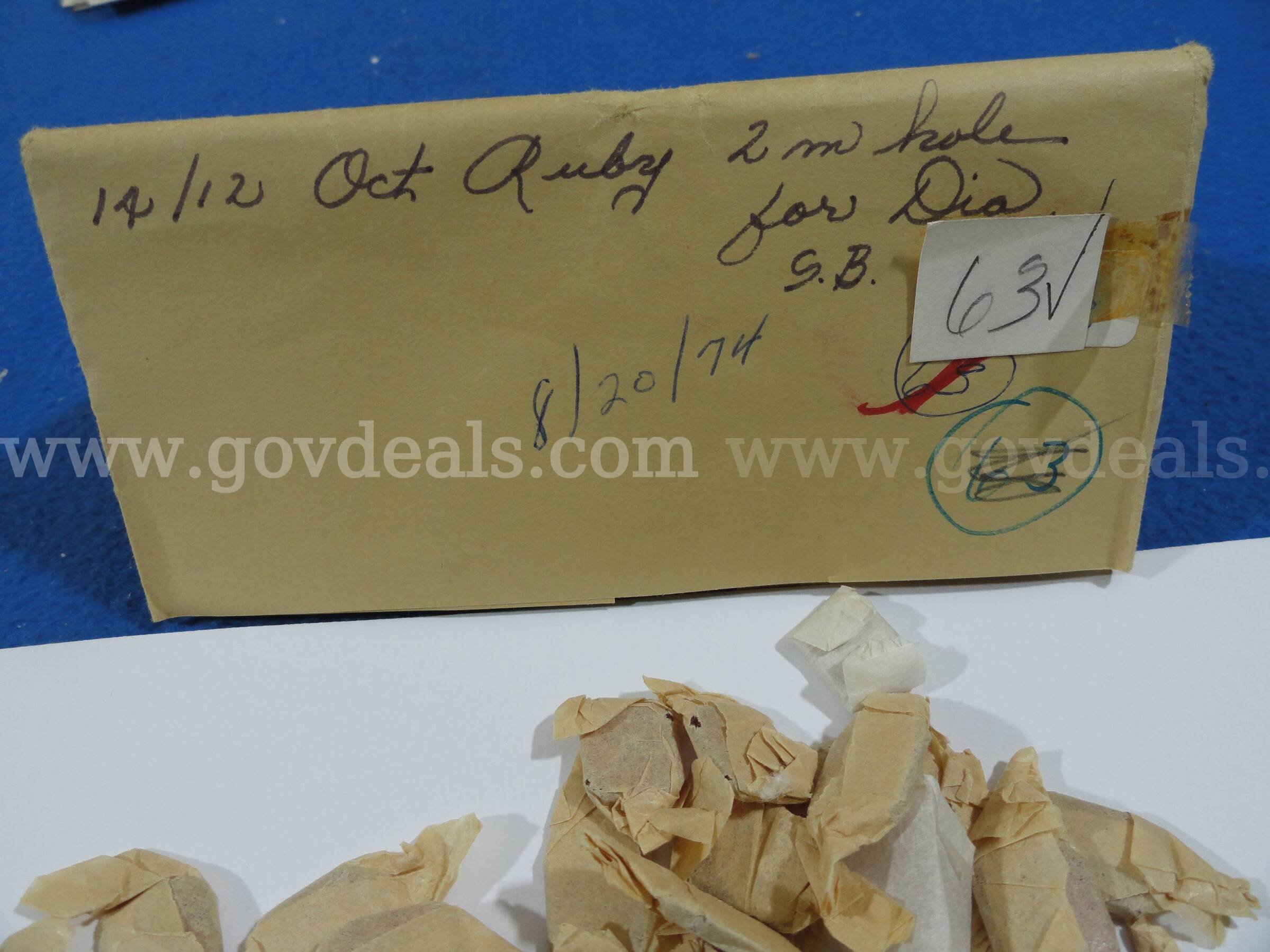 Lot of 63 Vintage 14x12mm Octagon Ruby Stones with 2mm Holes (1974 Stock)   Government Surplus Auction - Photo #2