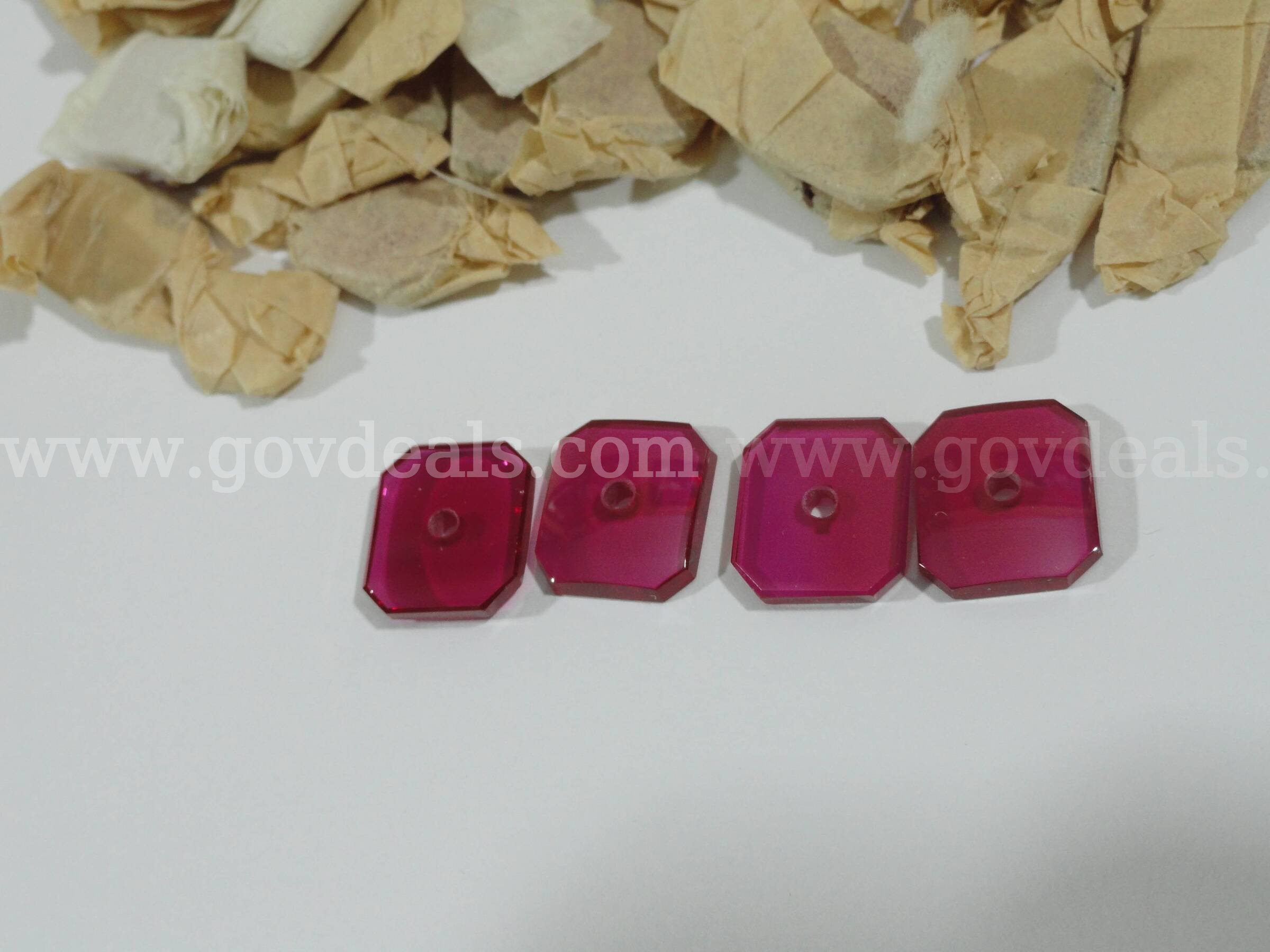 Lot of 63 Vintage 14x12mm Octagon Ruby Stones with 2mm Holes (1974 Stock)   Government Surplus Auction - Photo #4