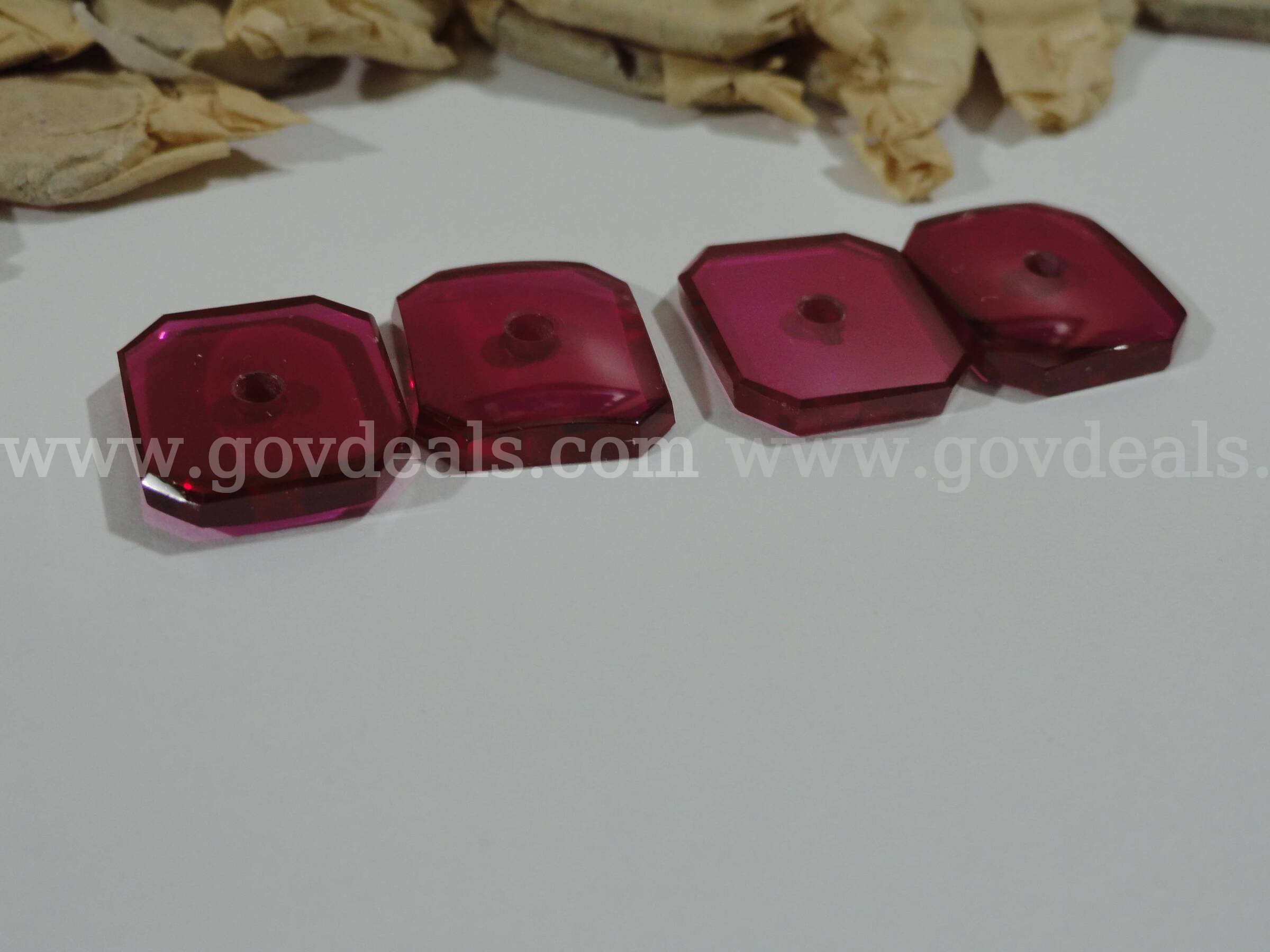 Lot of 63 Vintage 14x12mm Octagon Ruby Stones with 2mm Holes (1974 Stock)   Government Surplus Auction - Photo #5