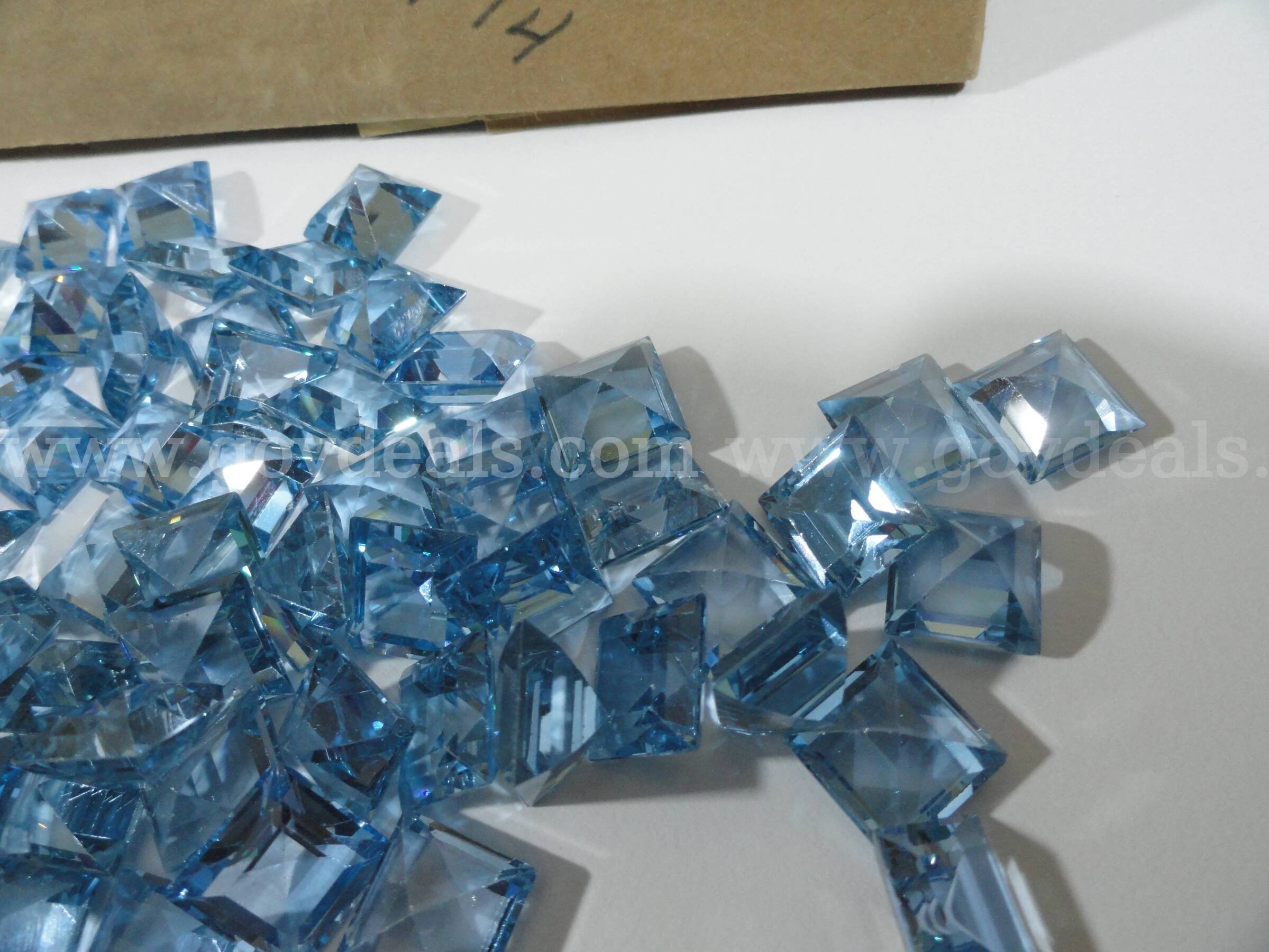 Lot of 84 Vintage 11x11mm Cushion Aqua Stones (1974 Stock)   Government Surplus Auction - Photo #4