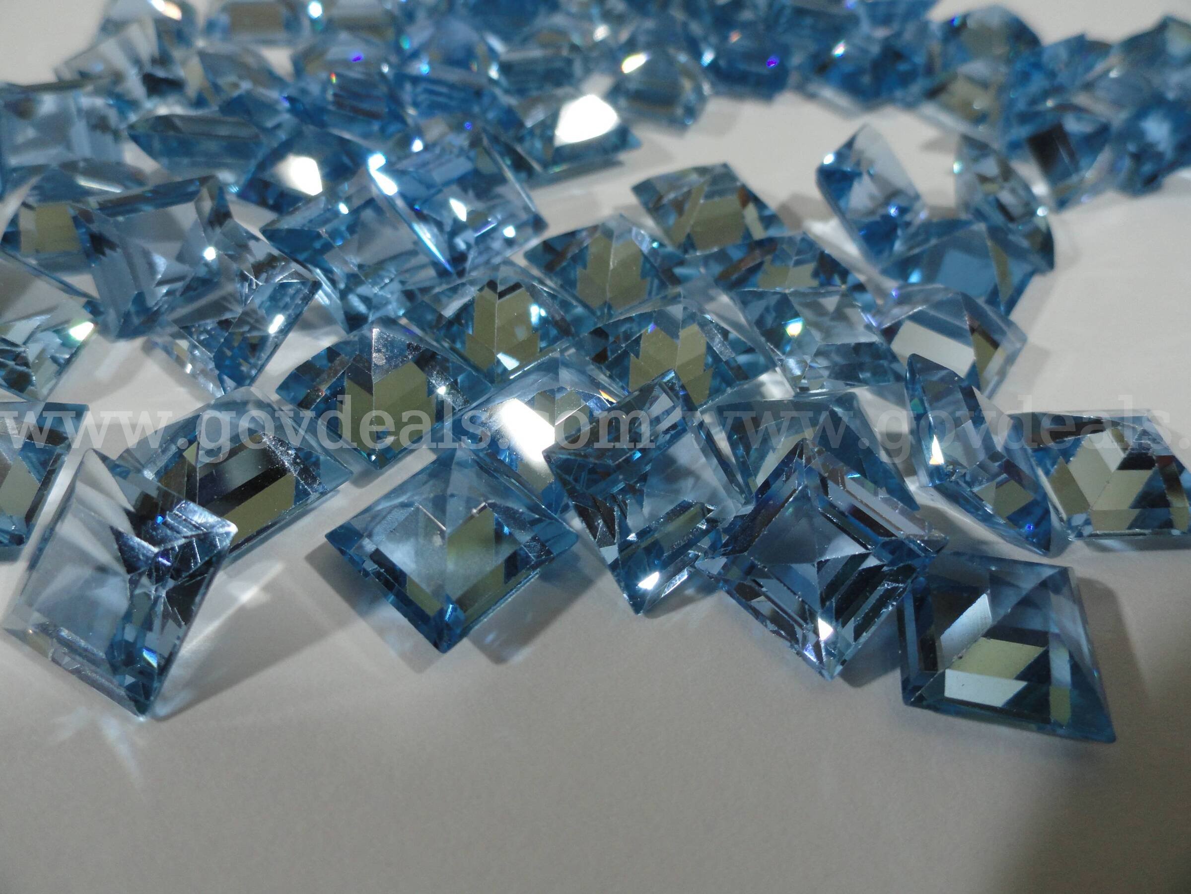 Lot of 84 Vintage 11x11mm Cushion Aqua Stones (1974 Stock)   Government Surplus Auction - Photo #5