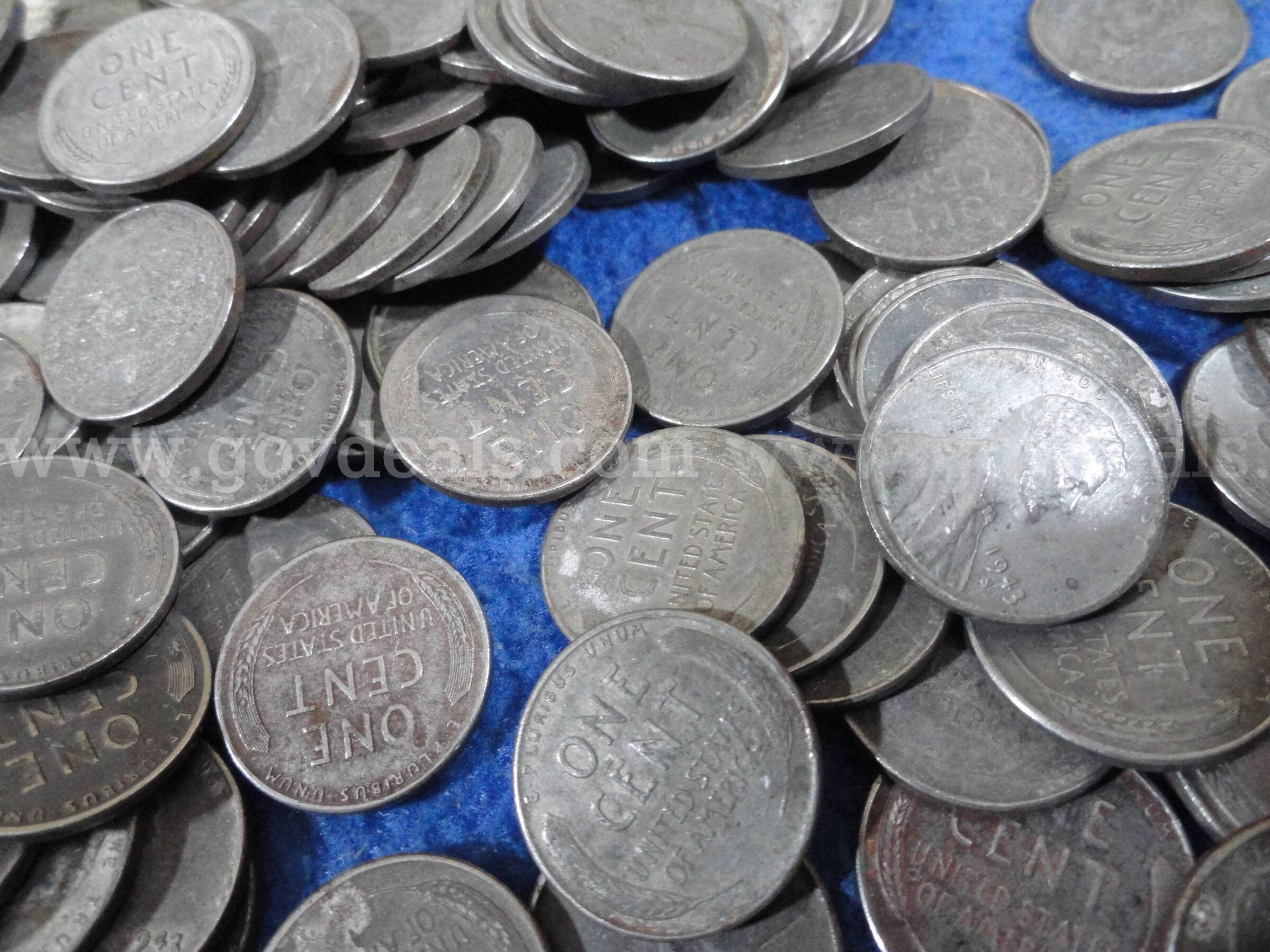 Approx. 330 1943 Steel Lincoln Steel Cents  330 Government Surplus Auction - Photo #4