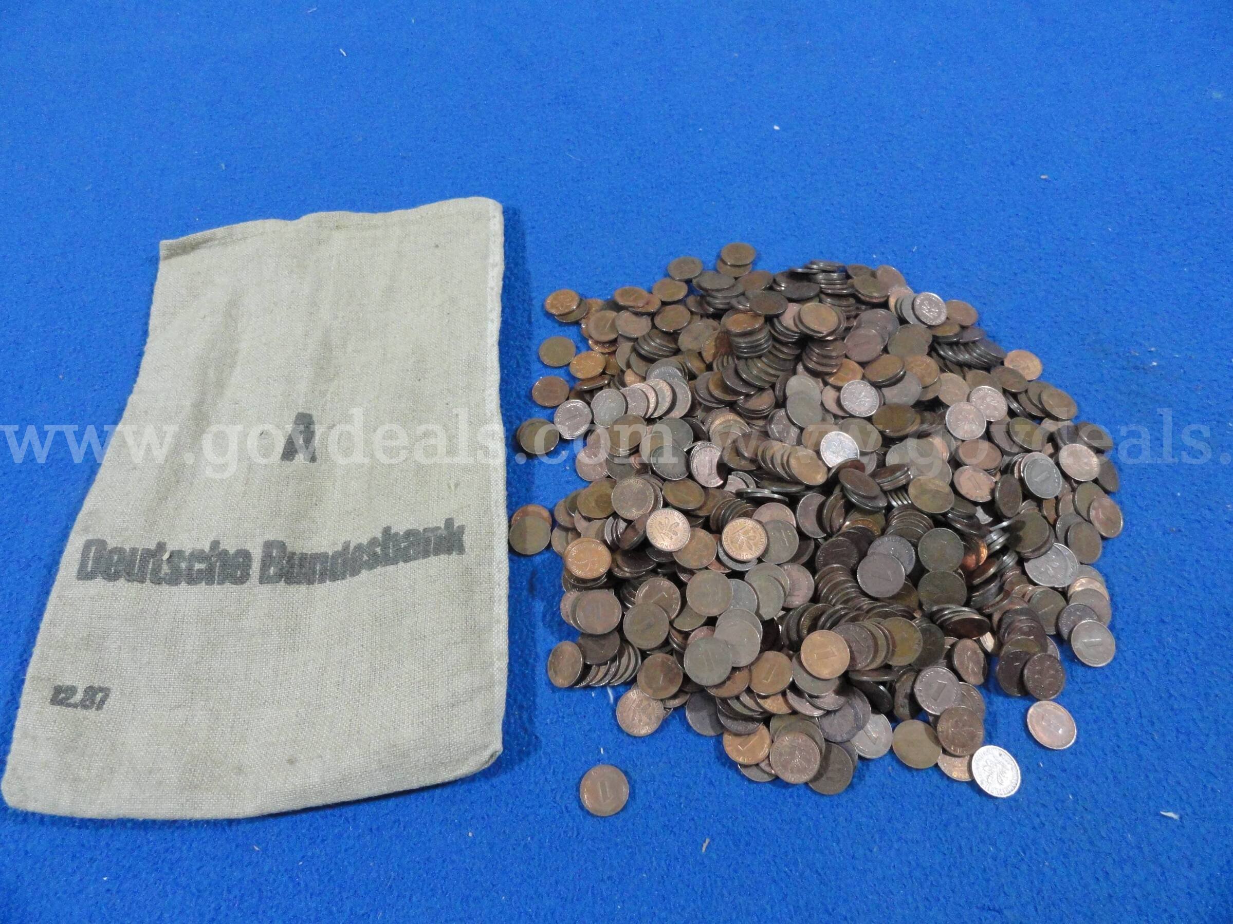 Lot of ~1,000 - 1 Pfennig coins from the Federal Republic of Germany in Original Bank Bag  000 Government Surplus Auction - Primary Photo