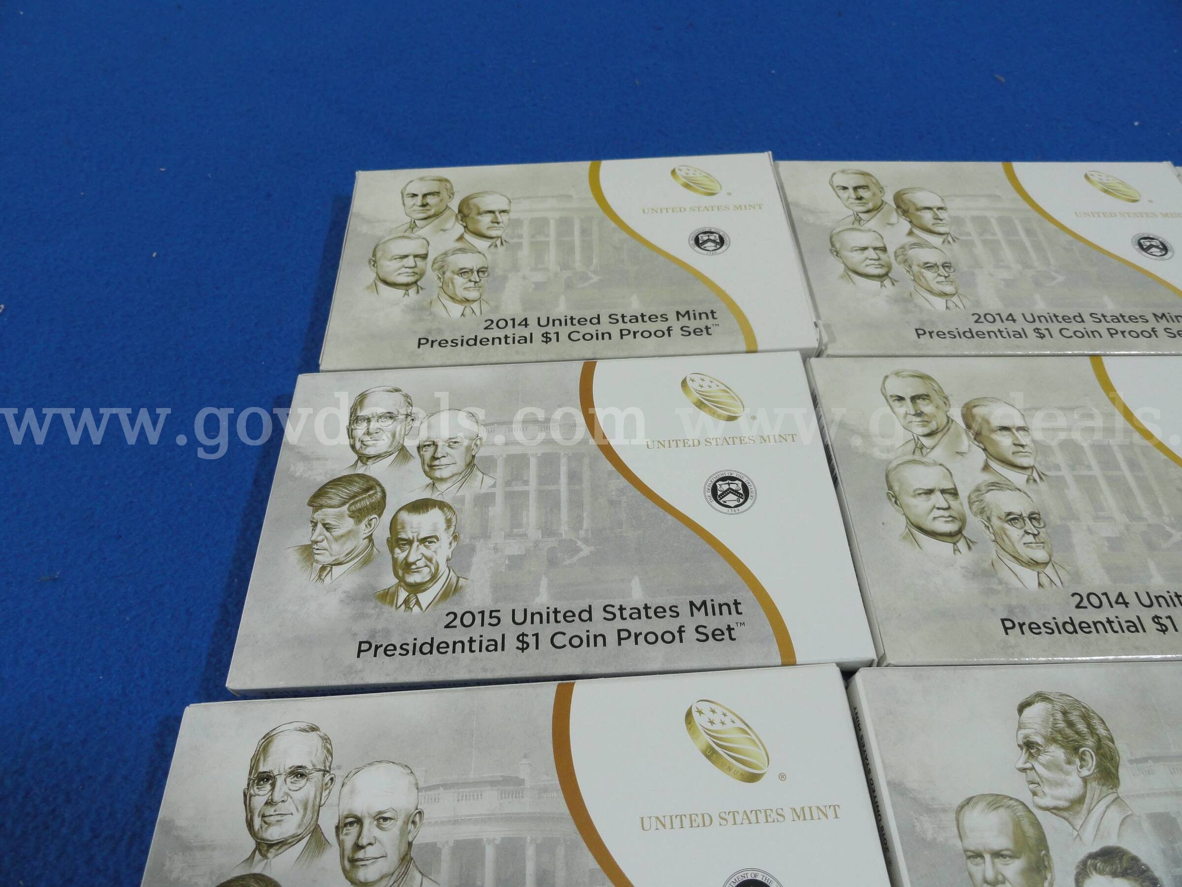 US Mint Presidential $1 Coin Proof Sets Lot – 2011-2016 Multiple Years Original Boxes & Packaging   Government Surplus Auction - Photo #2