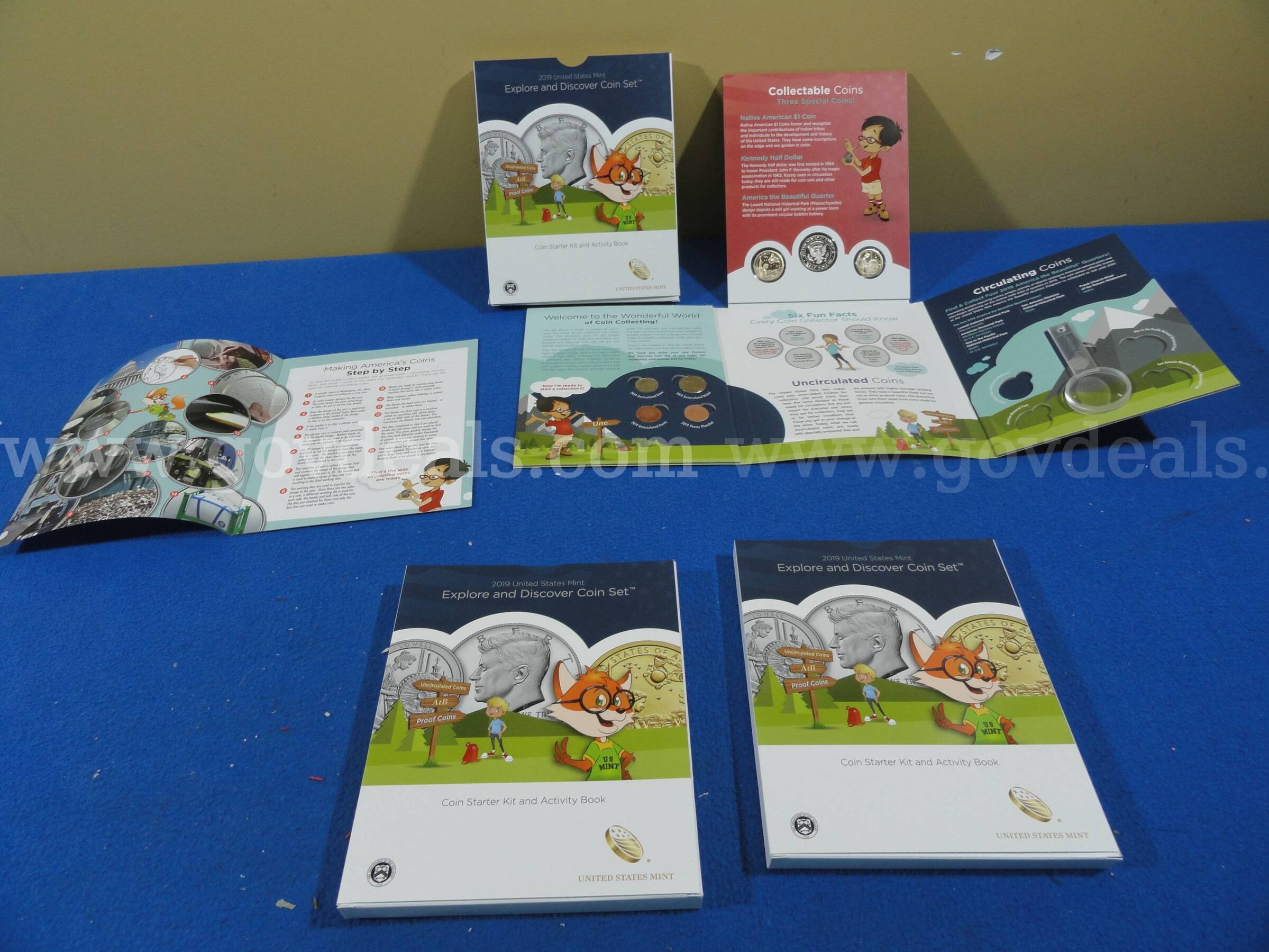 Lot of3 - 2019 US Mint Explore and Discover Coin Sets – Starter Kits & Activity Books   Government Surplus Auction - Primary Photo