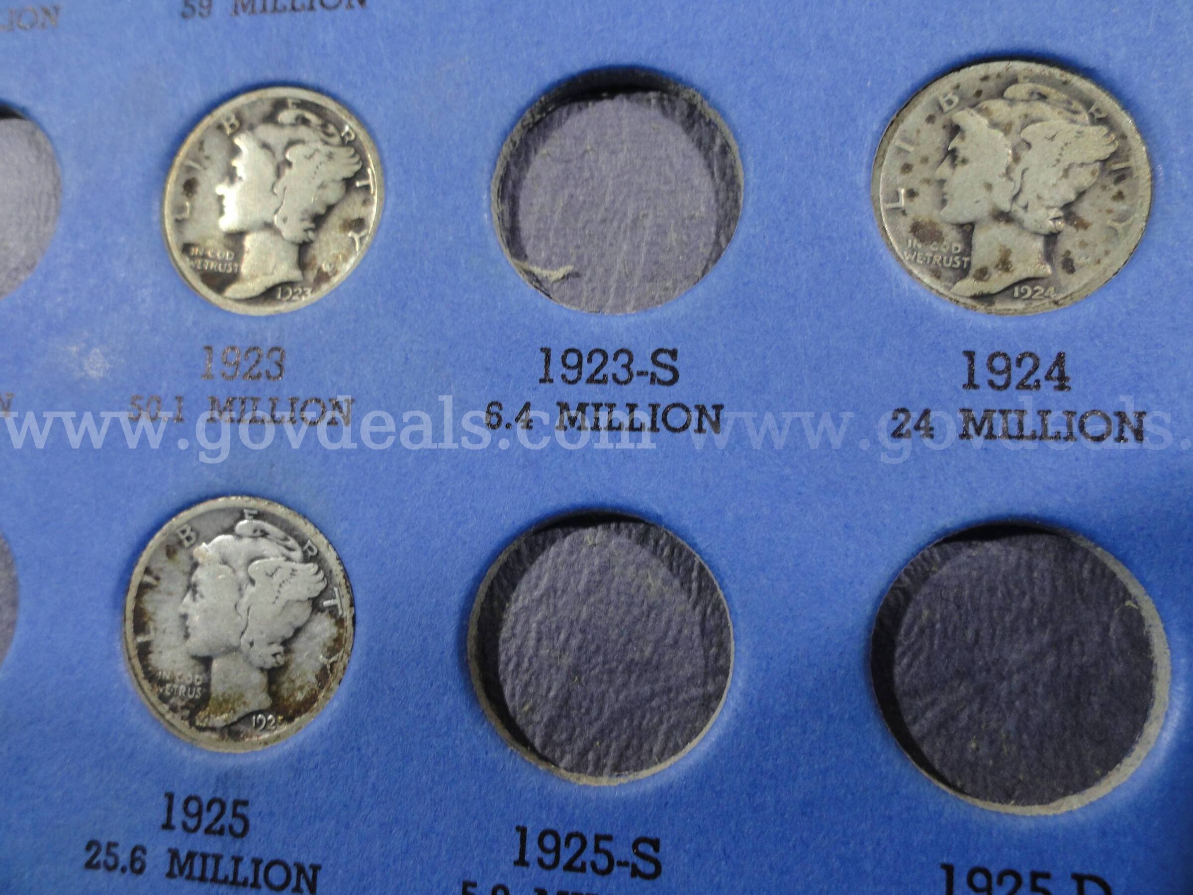 Lot of 39 Silver Mercury Dime Collection 1916-1945 in Original Whitman Album Mercury  Government Surplus Auction - Photo #3