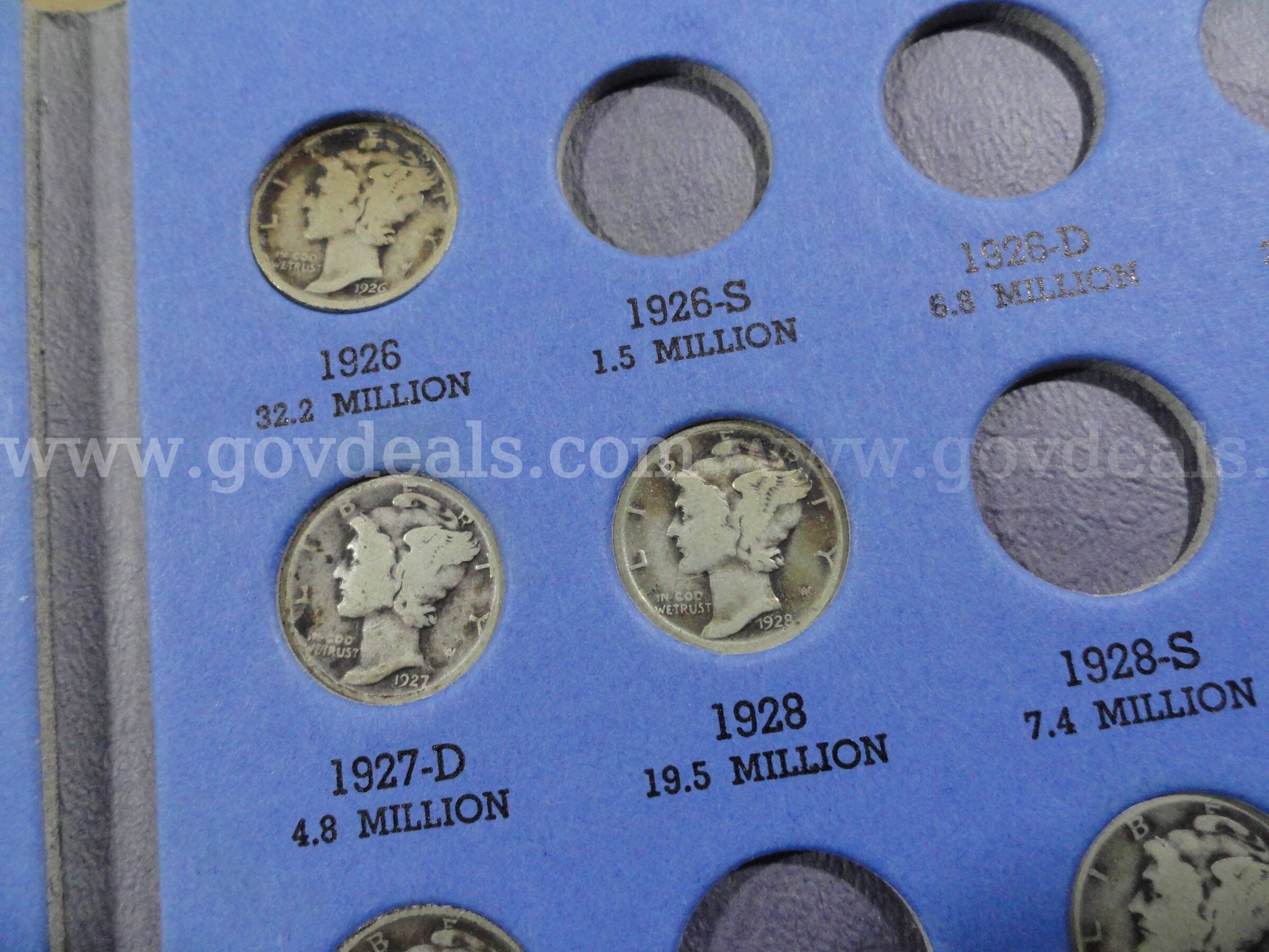 Lot of 39 Silver Mercury Dime Collection 1916-1945 in Original Whitman Album Mercury  Government Surplus Auction - Photo #4