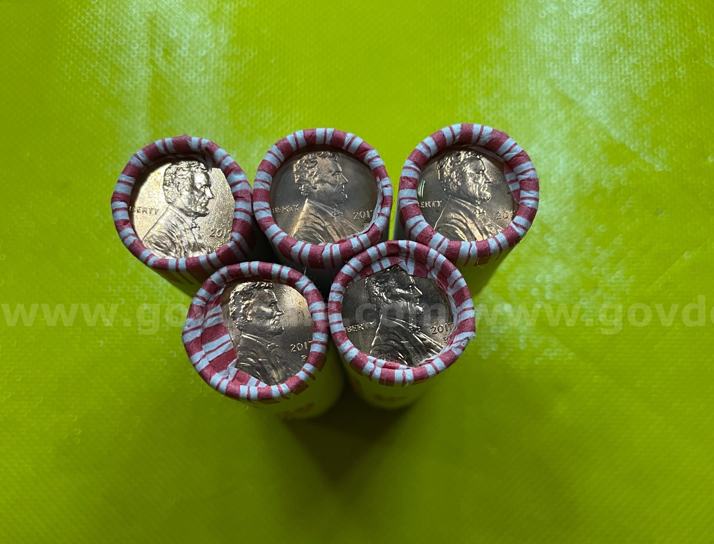2017 P LINCOLN PENNIES (5) ROLLS UNCIRCULATED  FREE SHIPPING (USA ONLY)