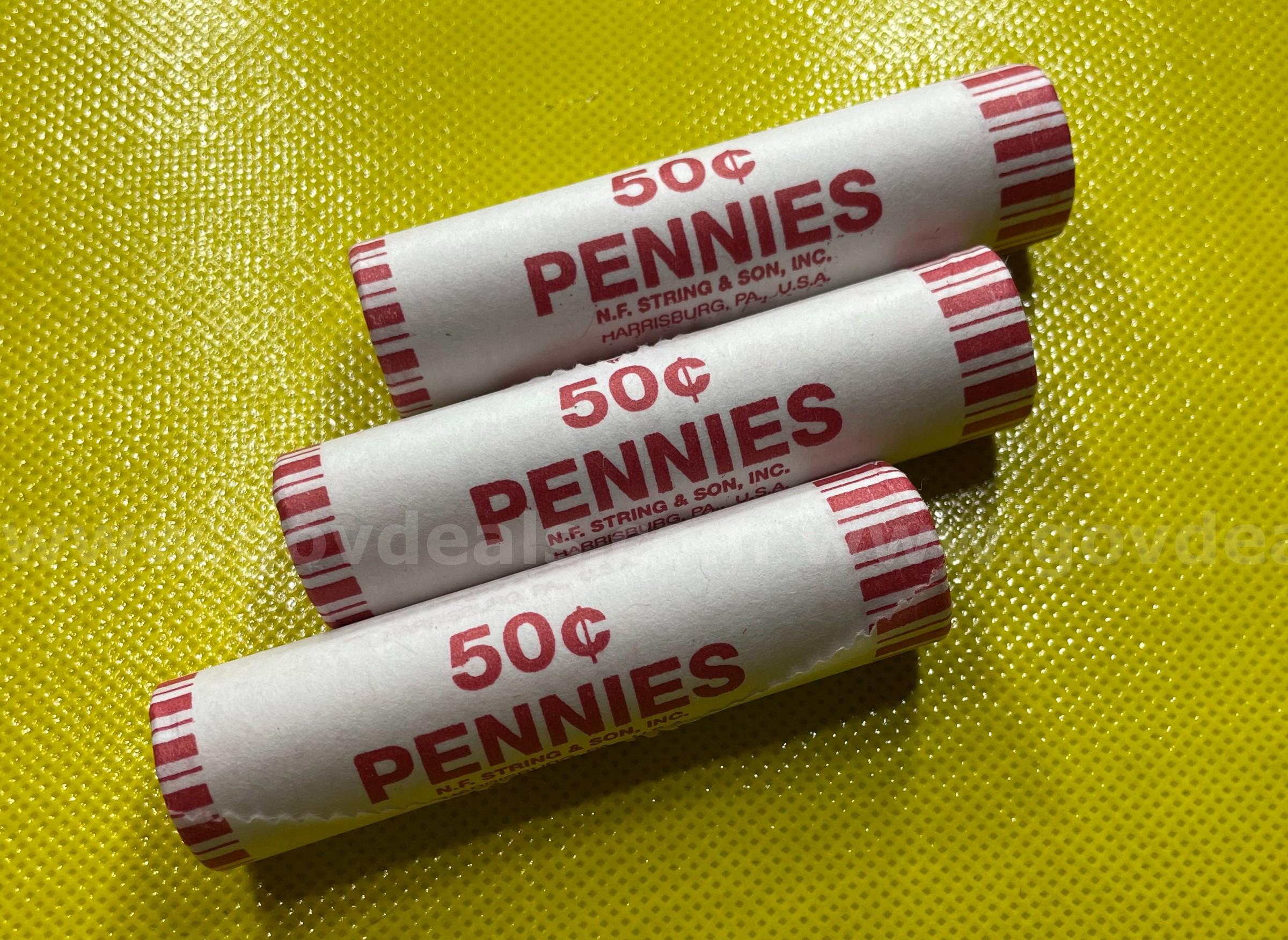 LAST YEAR !! 2025 P LINCOLN CENTS PENNIES FULL 3 (50) ROLL SET UNCIRCULATED FREE SHIPPING (USA ONLY)