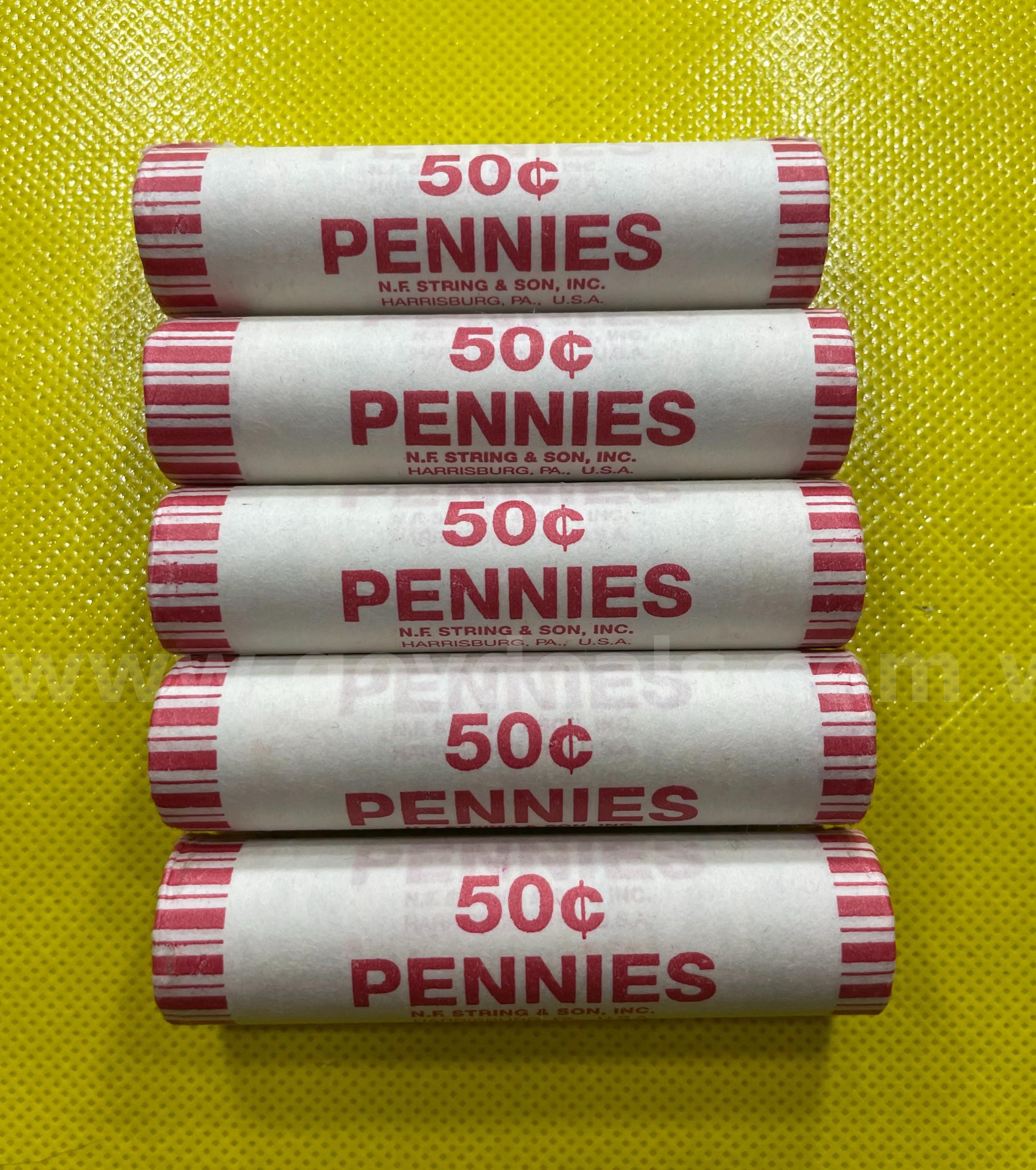 2017 P LINCOLN PENNIES (5) ROLLS UNCIRCULATED  FREE SHIPPING (USA ONLY) UNSEARCHED BANK ROLLS UNCIRCULATED Government Surplus Auction - Photo #2