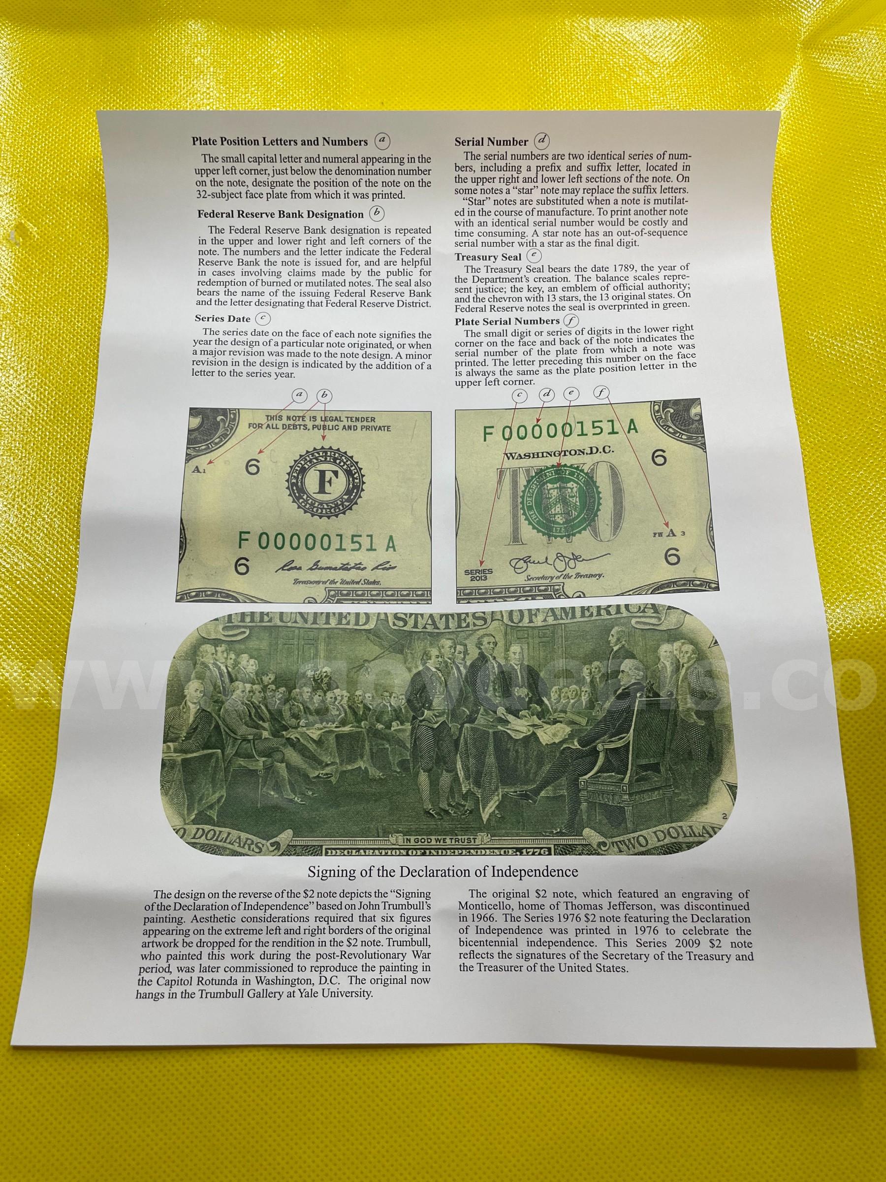 2013 $2 BILL GENUINE UNCUT 32 NOTE SHEET FORT WORTH TEXAS UNCIRCULATED FREE SHIPPING (USA ONLY) GENUINE UNCIRCULATED $2 LEGAL TENDER BILLS Government Surplus Auction - Photo #3