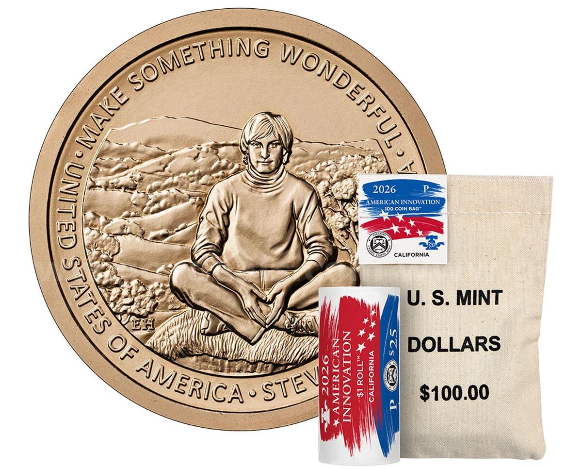 (5) NEW UNCIRCULATED 2026 P STEVE JOBS AMERICAN INNOVATION CALIFORNIA DOLLAR COIN SET P CALIFORNIA 5 COIN SET UNCIRCULATED NEW Government Surplus Auction - Photo #6