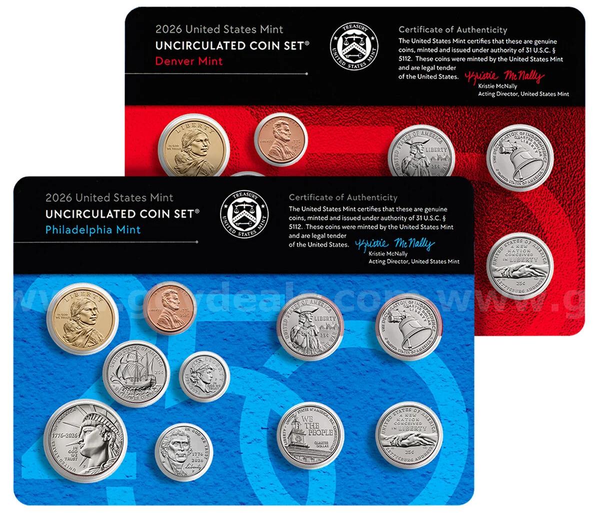 1776~2026 DUAL DATE SEMIQUINCENTENNIAL SEALED UNCIRCULATED CLAD P&D COIN SET (ONE YEAR ONLY) BEAUTIFUL COINS DUAL DATE P&D CLAD SET 1776 Government Surplus Auction - Photo #3