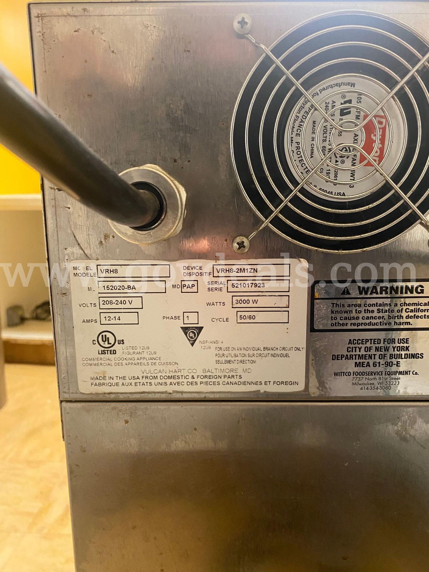 Vulcan VRH8 Food Warmer Vulcan VRH8 Government Surplus Auction - Photo #4