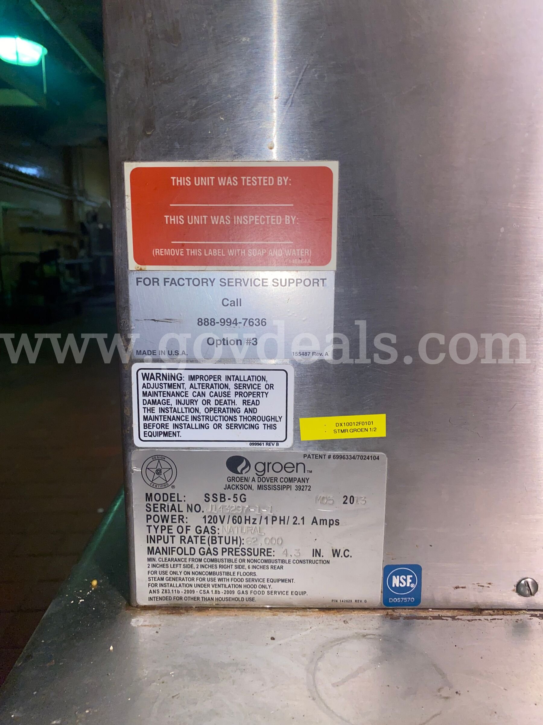 Groen SSB-5G Smart Steam Steamer Groen SSB-5G Government Surplus Auction - Photo #2