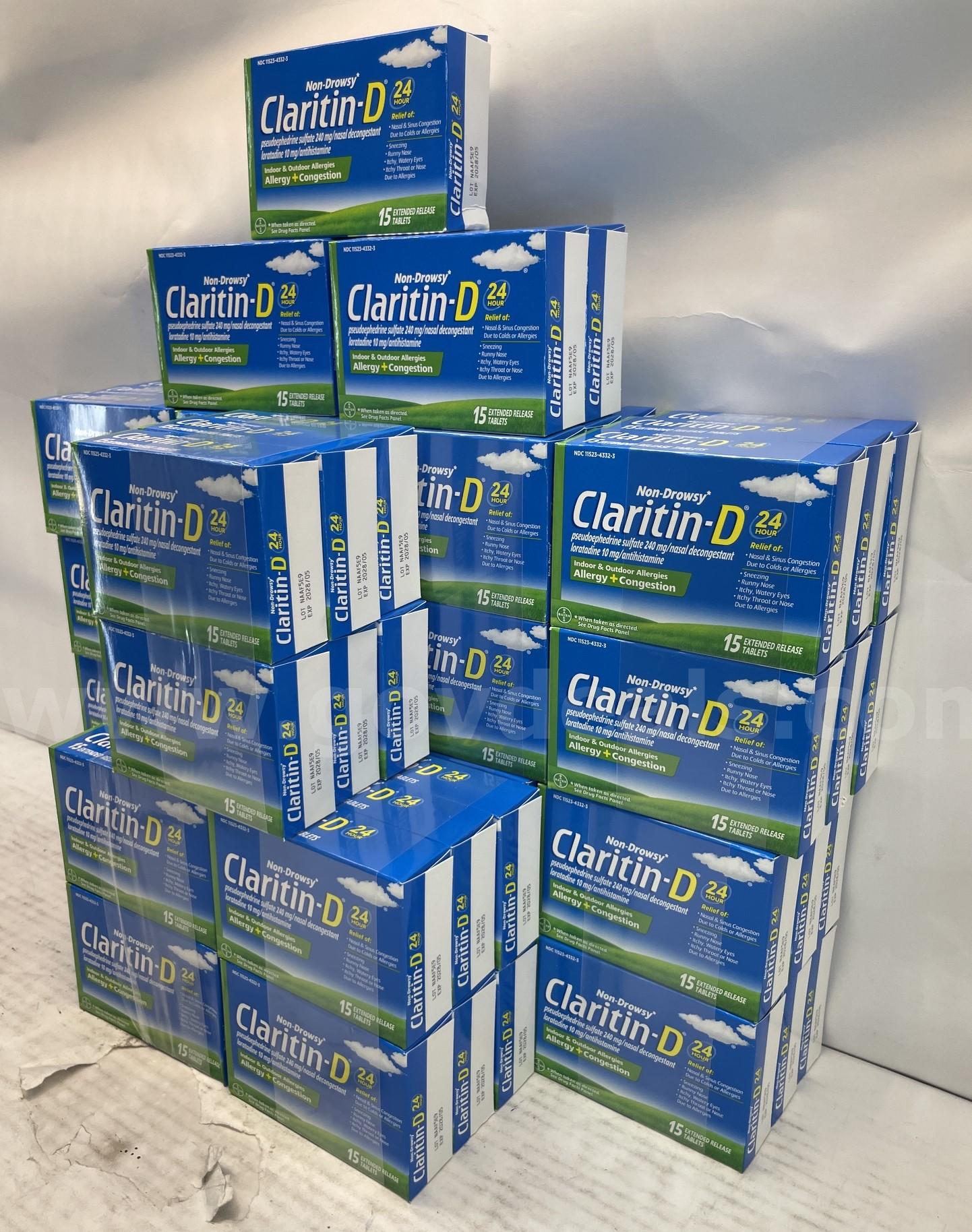 Claritin D 24 Hour Non Drowsy Indoor and Outdoor Allergies Allergy + Congestion 15 Extended Release Tablets   Government Surplus Auction - Photo #3