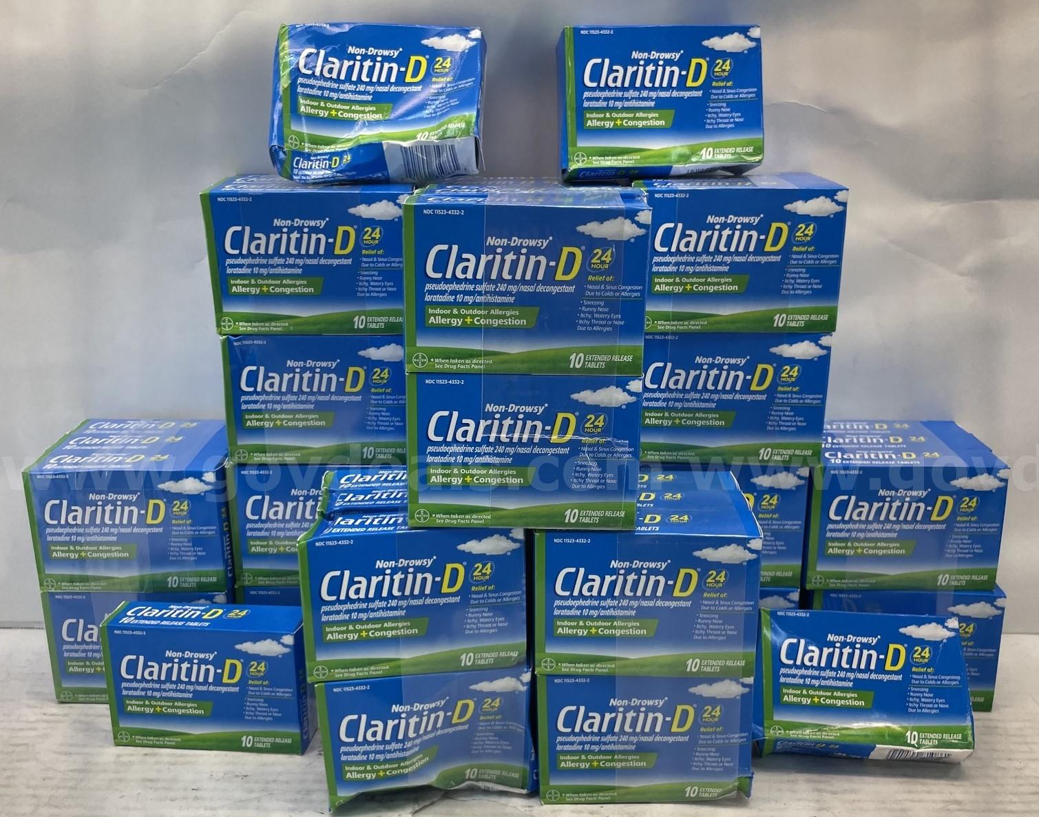 Claritin D 24 Hour Non Drowsy Indoor and Outdoor Allergies Allergy + Congestion 10 Extended Release Tablets/Box