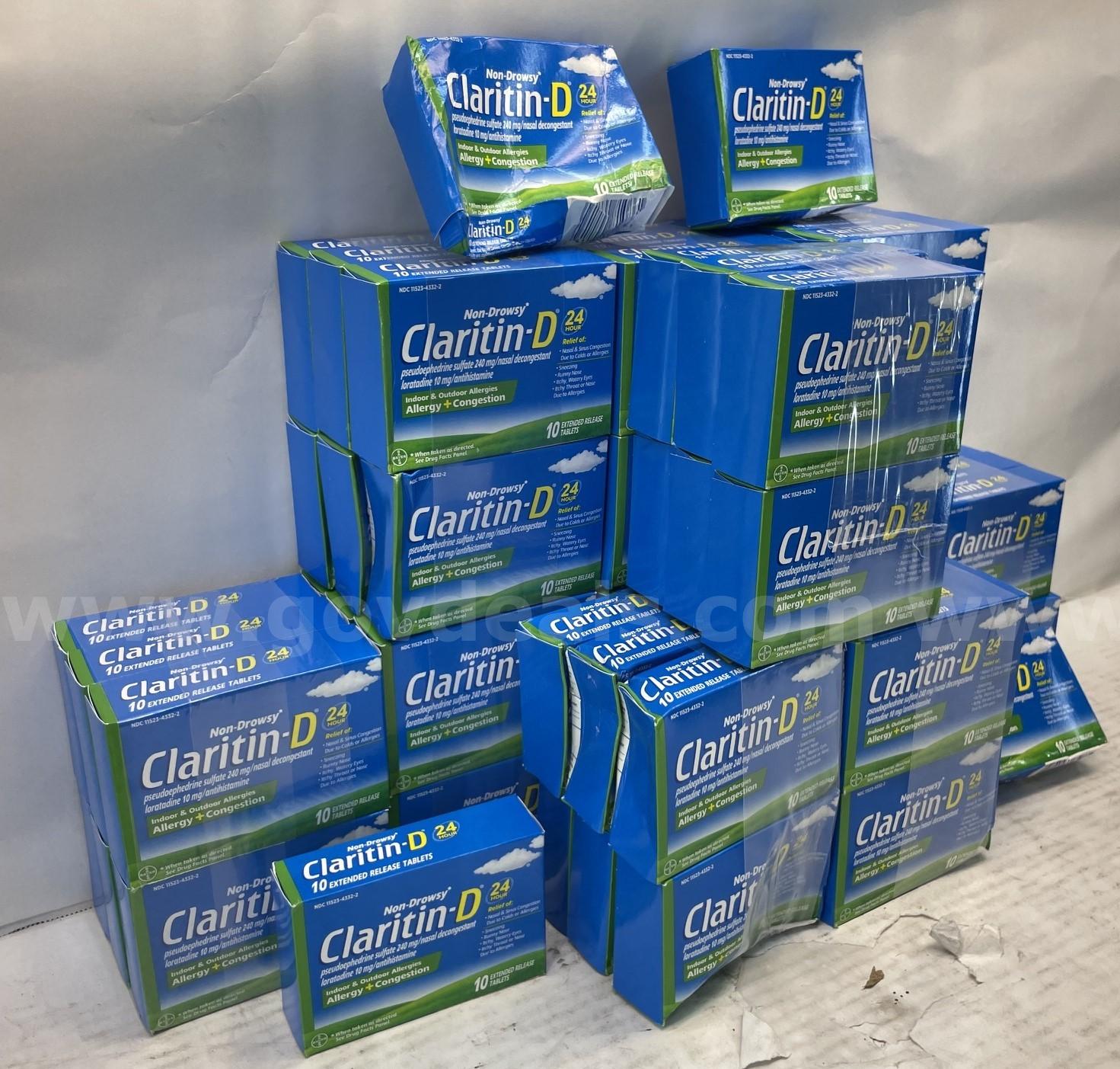 Claritin D 24 Hour Non Drowsy Indoor and Outdoor Allergies Allergy + Congestion 10 Extended Release Tablets/Box   Government Surplus Auction - Photo #2