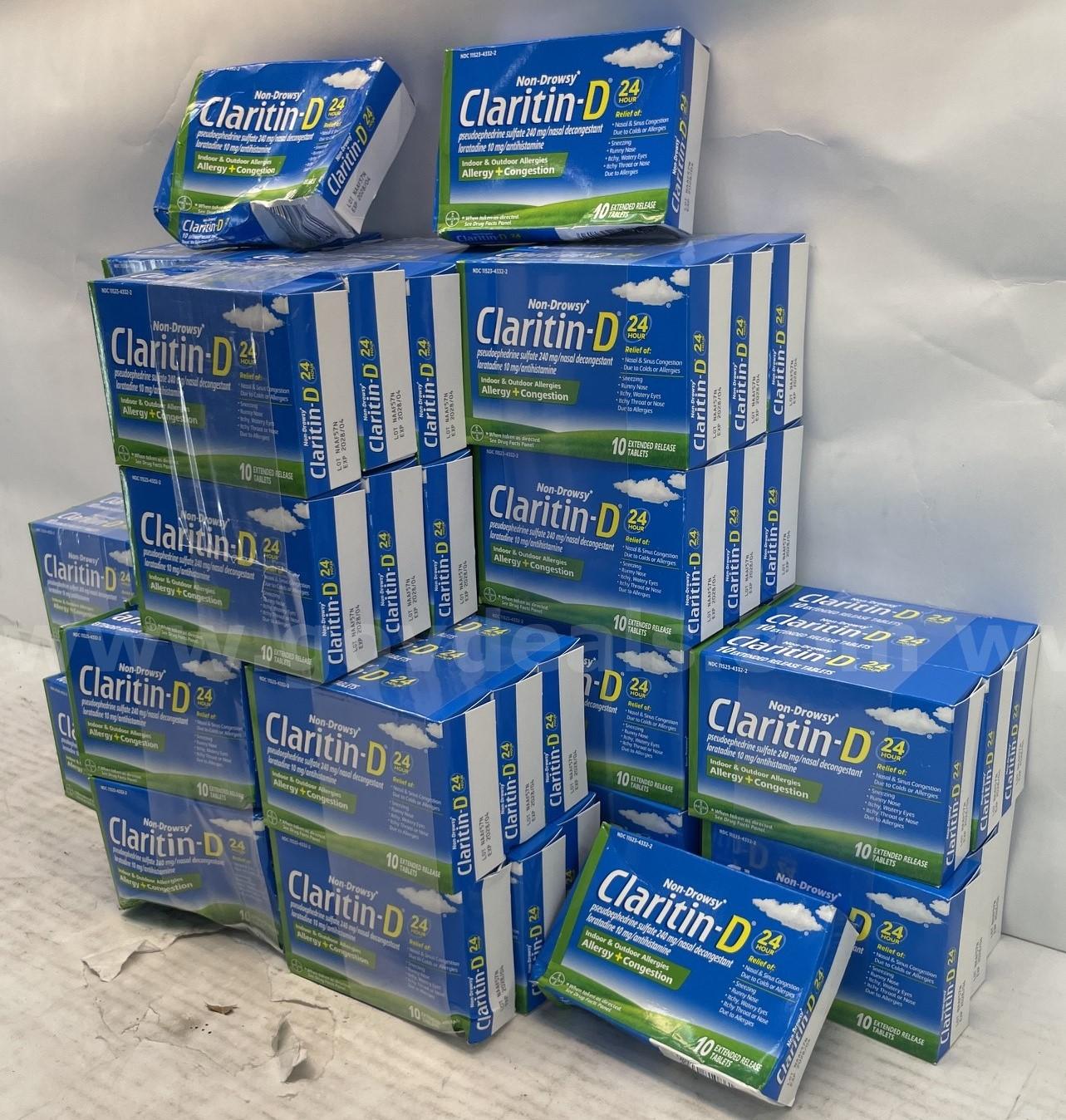 Claritin D 24 Hour Non Drowsy Indoor and Outdoor Allergies Allergy + Congestion 10 Extended Release Tablets/Box   Government Surplus Auction - Photo #3