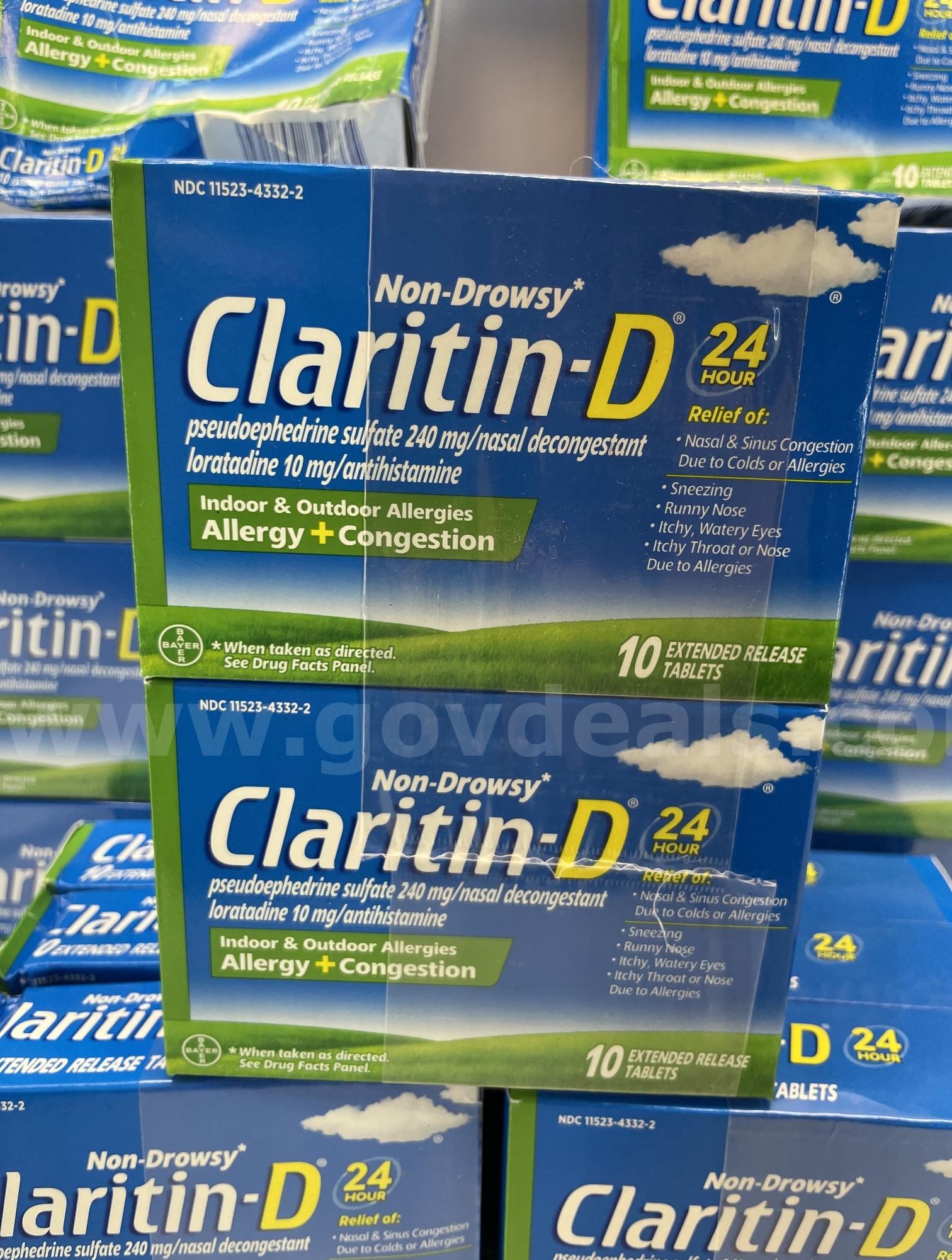 Claritin D 24 Hour Non Drowsy Indoor and Outdoor Allergies Allergy + Congestion 10 Extended Release Tablets/Box   Government Surplus Auction - Photo #4
