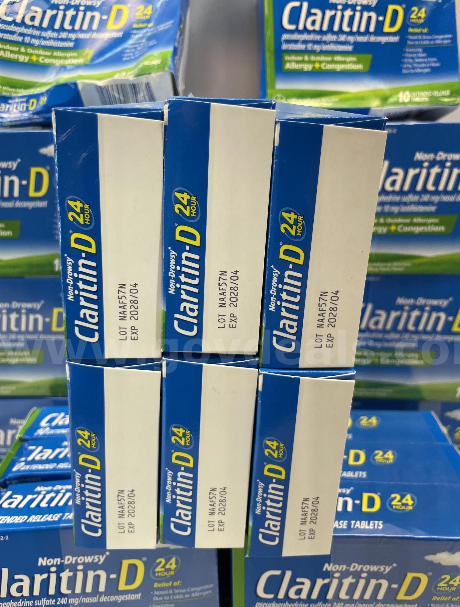 Claritin D 24 Hour Non Drowsy Indoor and Outdoor Allergies Allergy + Congestion 10 Extended Release Tablets/Box   Government Surplus Auction - Photo #5