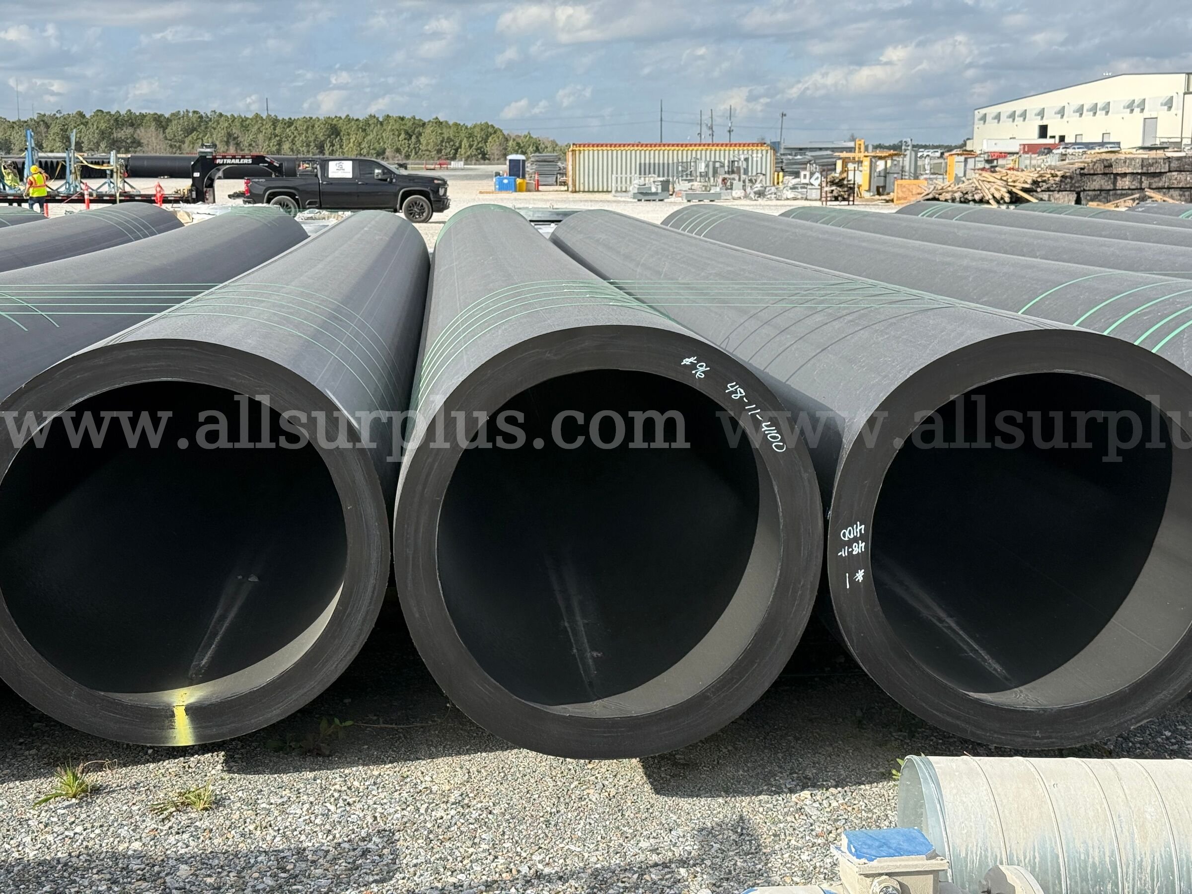 HDPE Pipe, 48in, SDR 11, Straight Runs, Qty 78 joints, plus Ells, Flange Adapters, Backing Rings   Government Surplus Auction - Photo #3