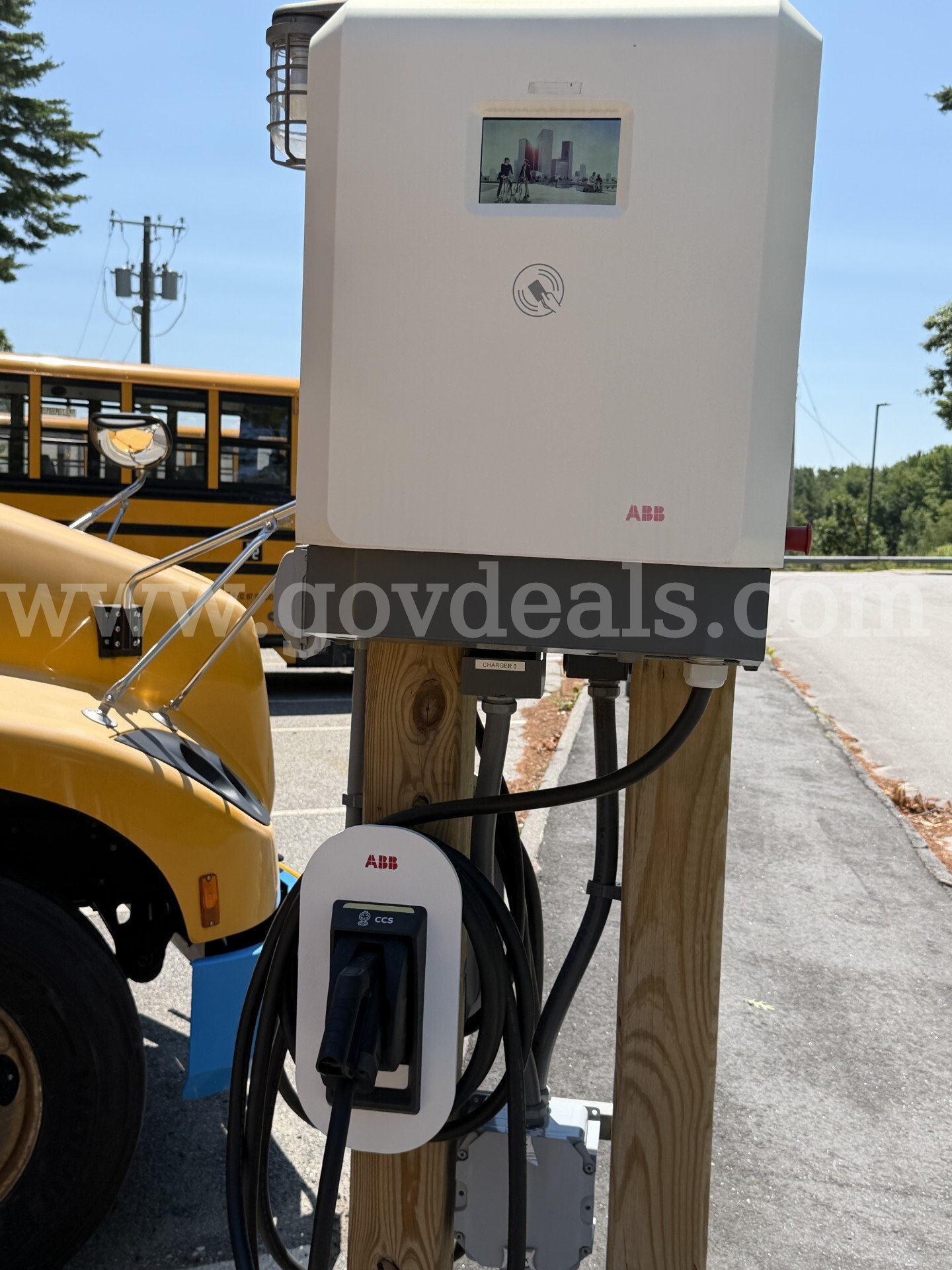 A Lot of (4) Electric School Bus Charging Stations