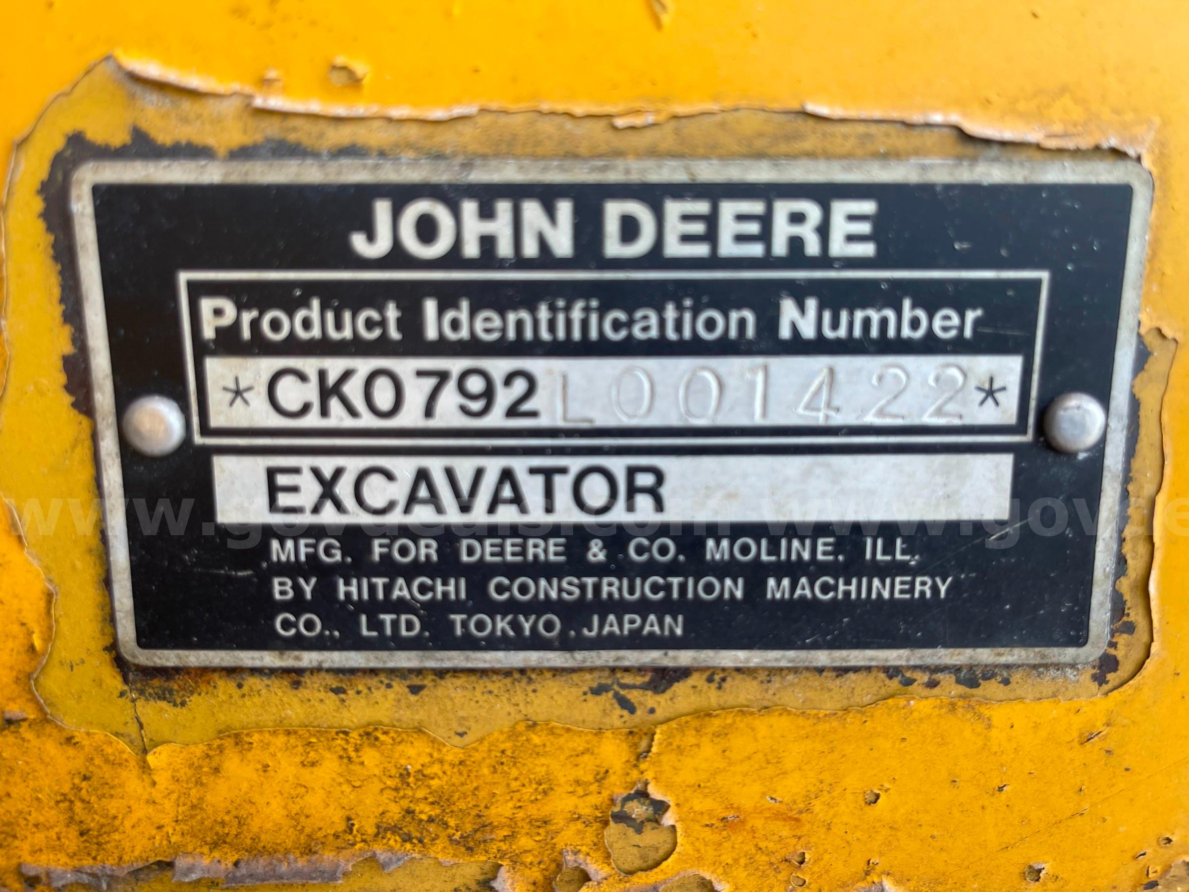 1987 John Deere 792 Hydraulic Excavator-Inoperable John Deere 792 Government Surplus Auction - Photo #5