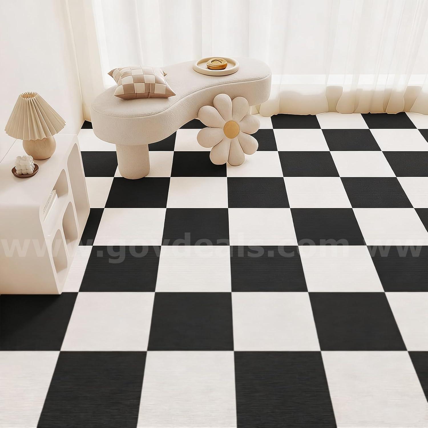 SHIPPING AVAILABLE 50pcs Off-White Peel & Stick Carpet Squares 24x24 Inch Self Adhesive Floor (B0002-A1)  B0002 Government Surplus Auction - Photo #2