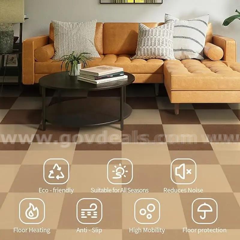 SHIPPING AVAILABLE 60Pcs Carpet Squares 12x12inch Carpet Tiles Peel and Stick Non-Slip Self(A0003–A2)  A0003 Government Surplus Auction - Photo #2