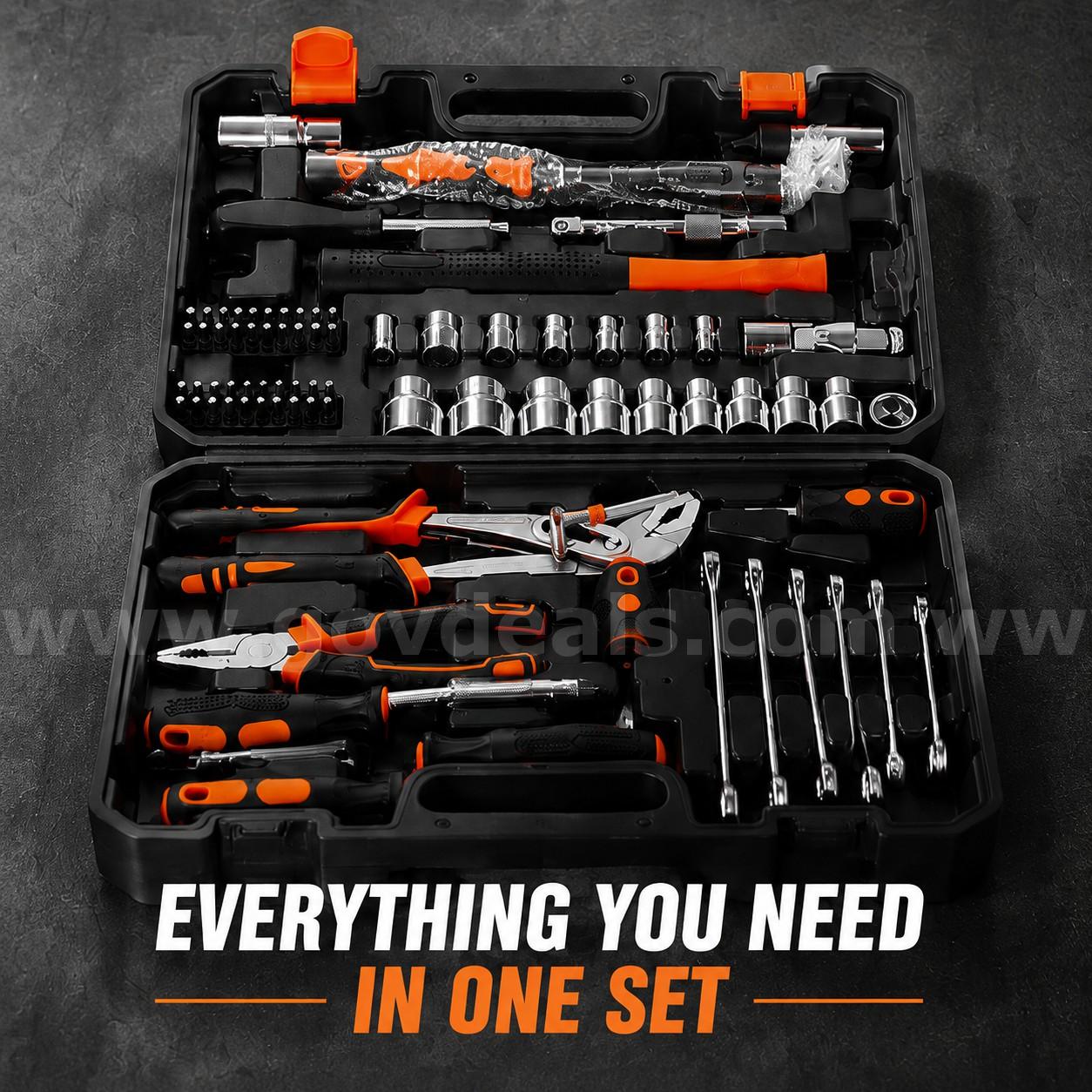 SHIPPING AVAILABLE New Household/Auto Repair Tool Kit with Toolbox, Screwdrivers, Pliers, Sockets & Wrenches (AA1-05)   Government Surplus Auction - Photo #2