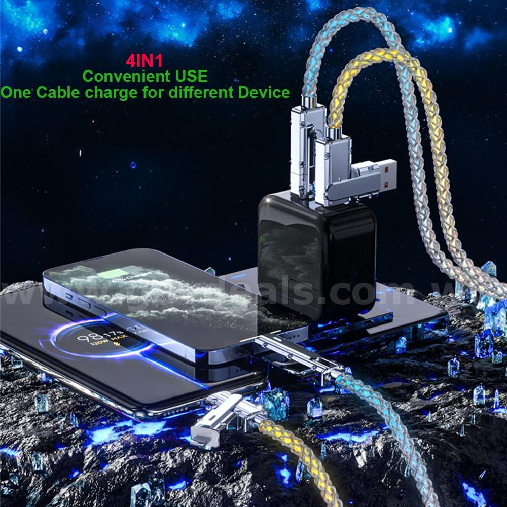 SHIPPING AVAILABLE 8pcs 4-in-1 LED Light Up Fast Charging Cable 3.3FT RGB Glowing Multi USB Cord(AA-06)   Government Surplus Auction - Photo #3