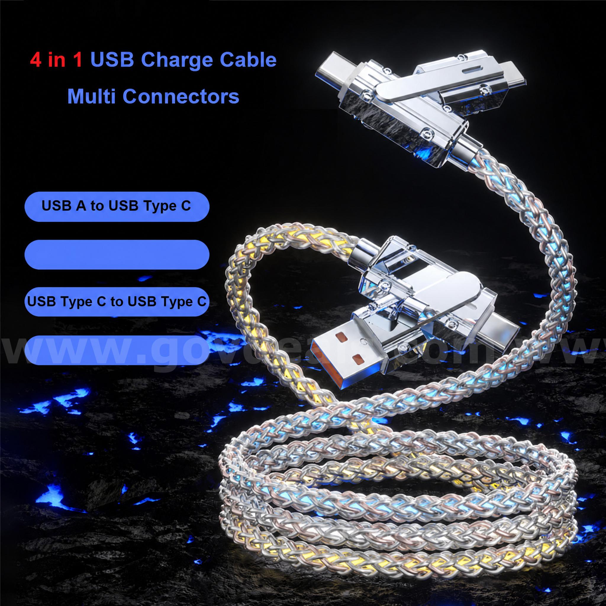 SHIPPING AVAILABLE 8pcs 4-in-1 LED Light Up Fast Charging Cable 3.3FT RGB Glowing Multi USB Cord(AA-06)   Government Surplus Auction - Photo #6