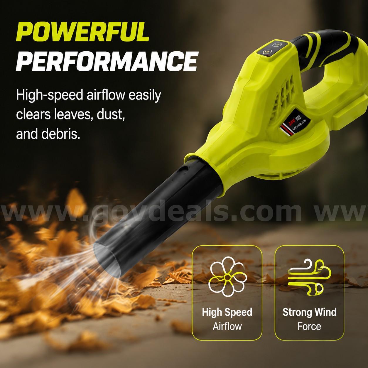 SHIPPING AVAILABLE Cordless Leaf Blower Kit with Battery & Charger, Handheld Electric Blower for Leaves/Dust (AA-010) Dodge Charger Government Surplus Auction - Photo #2