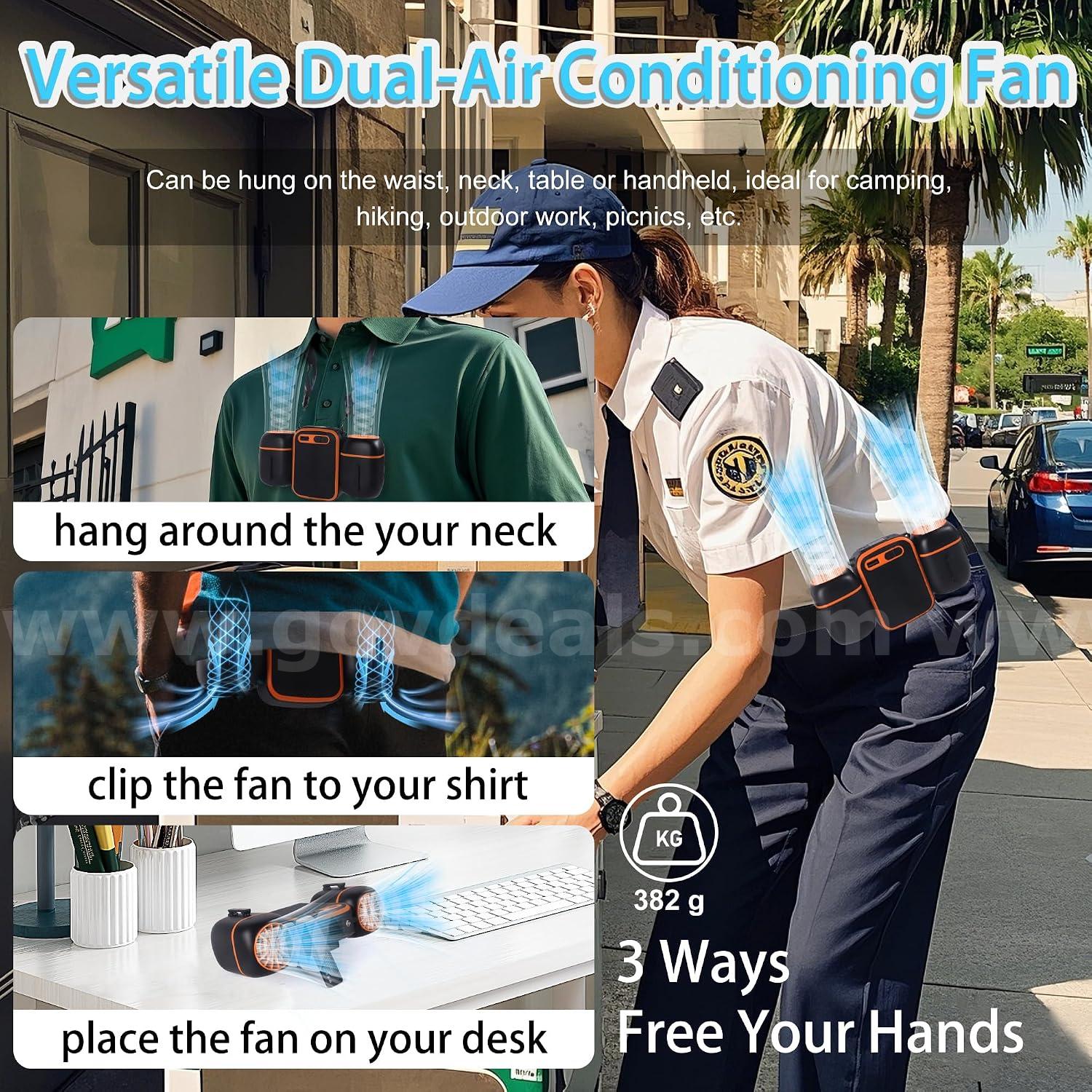 SHIPPING AVAILABLE lot of 10 Portable Waist Fan with Dual Fans, 10000mAh Rechargeable Wearable Belt Clip Fan (AA-03)   Government Surplus Auction - Photo #4