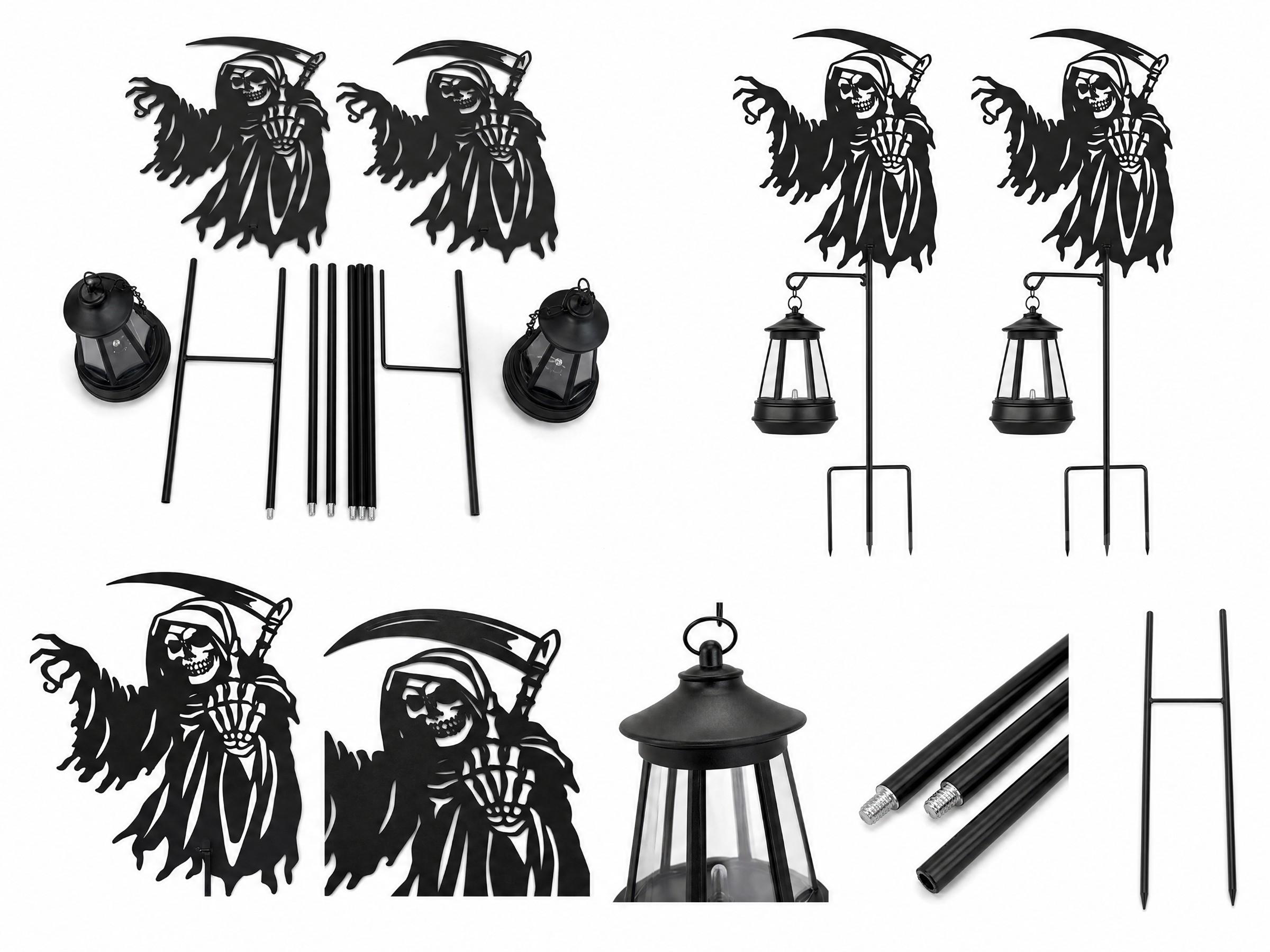 SHIPPING AVAILABLE Lot of 20 Solar Halloween Grim Reaper Yard Stakes with Hanging Lantern Lights (B4-04)   Government Surplus Auction - Photo #2