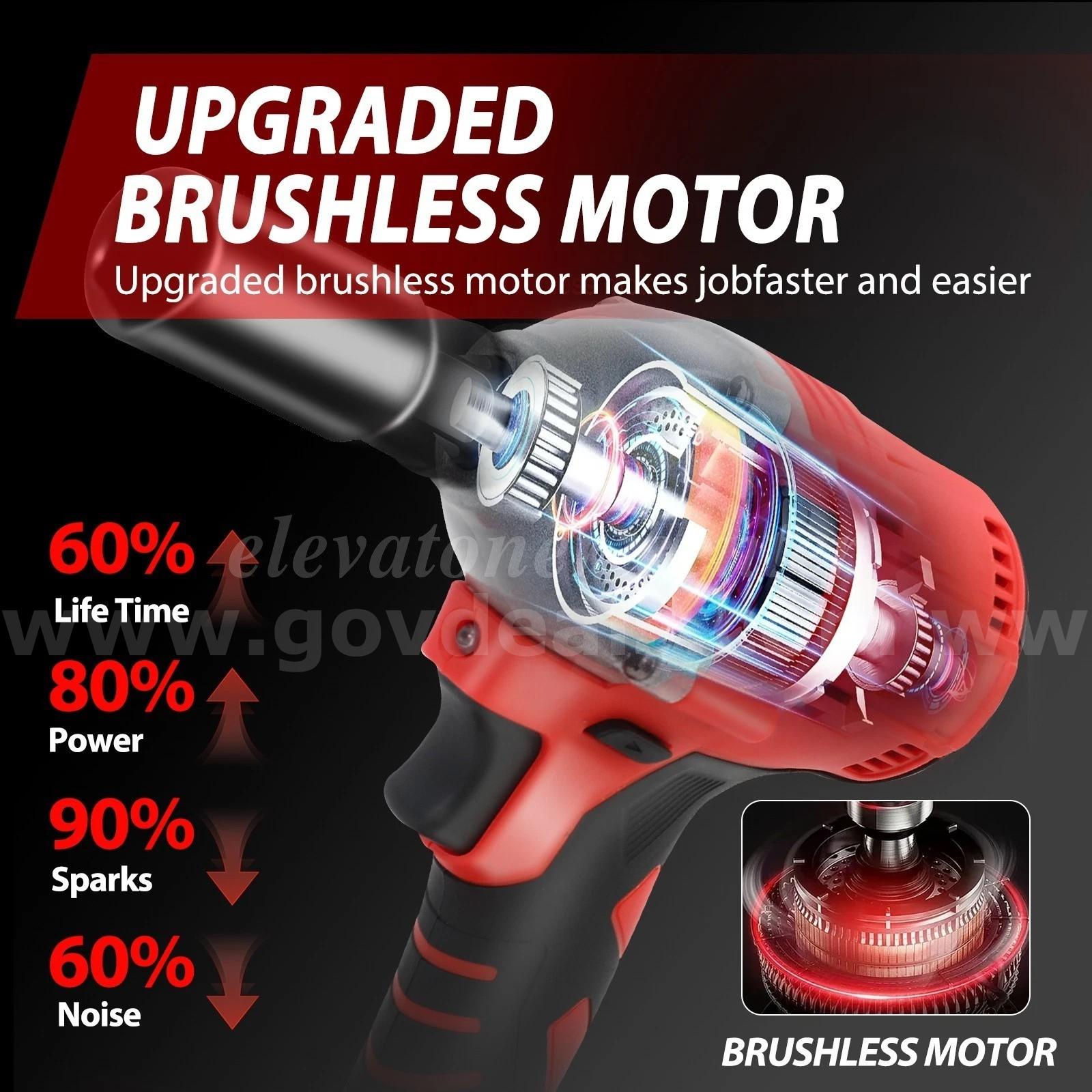 SHIPPING AVAILABLE 5 sets 48V Cordless Impact Wrench 650N.m Brushless Electric Impact Gun 2 Batteries Hard Case(B2-01) Case 650N Government Surplus Auction - Photo #5