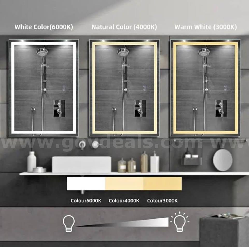 36" x 28" LED Bathroom Vanity Mirror w/ Anti-Fog 3-Color Light Dimmable   Government Surplus Auction - Photo #5